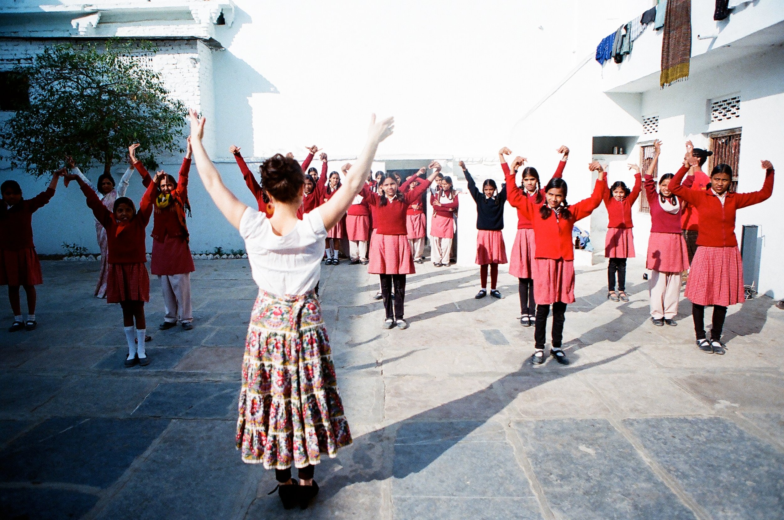 Marina Lopez teaching Flemanco at Mahilla Mandall's Indigenous Girl's School. January 2012. Photo by R.J. Partington III.