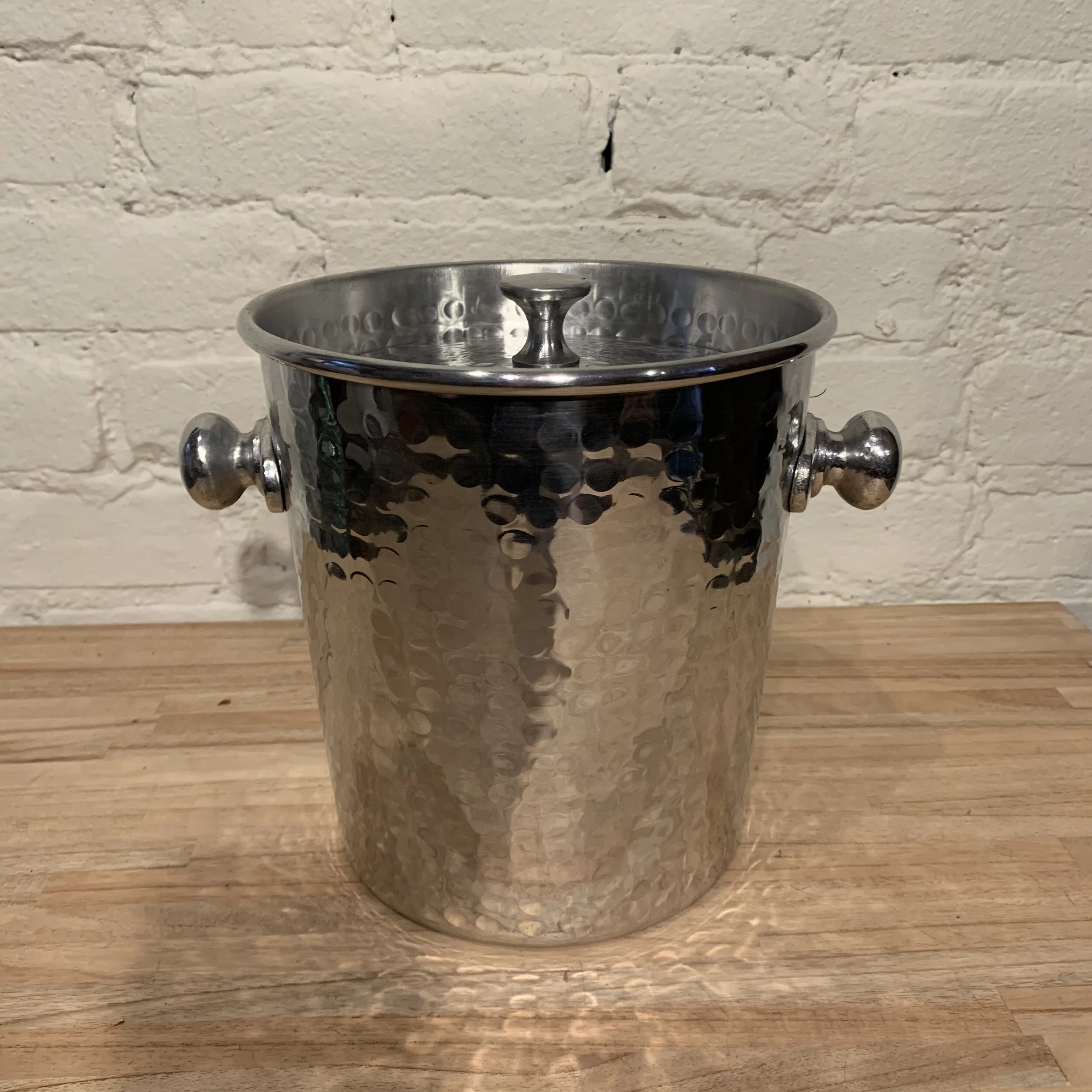 hammered metal ice bucket