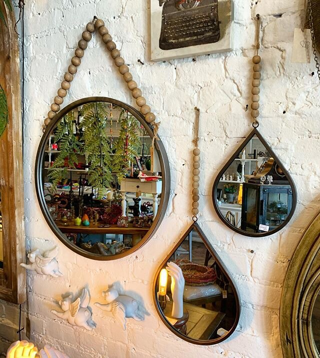 We&rsquo;ve got all three sizes of these hanging mirrors back in stock! Prices are $28 / $36 / $75.