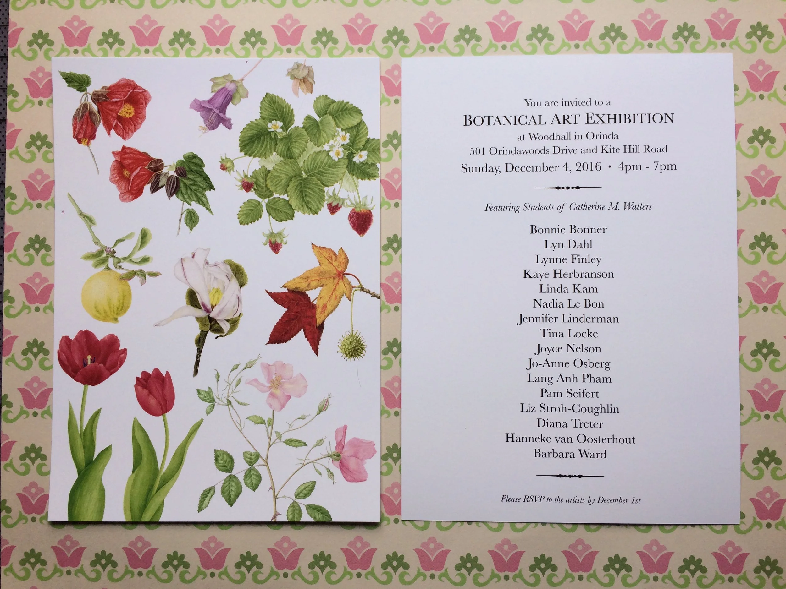 I am participating in my Botanic Illustration student show and will be in the company of other amazing artists who will be displaying their works of art. There will be watercolor and colored pencil pieces. Join us for an evening of great art, food and drinks and purchase a signed copy of my new coloring book, Botanimals: A Coloring Book of Flora and Fauna which is now available on Amazon!