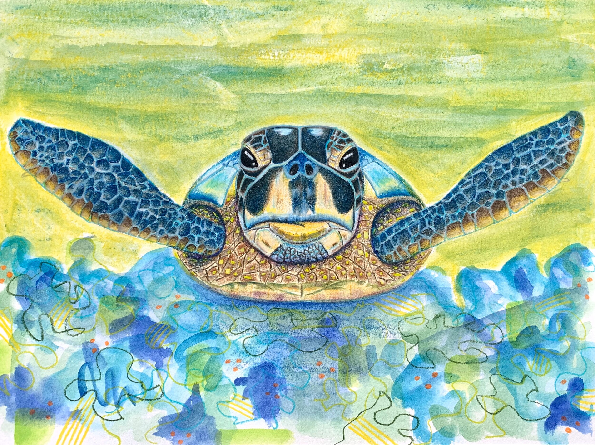 Sea Turtle in Mixed Media