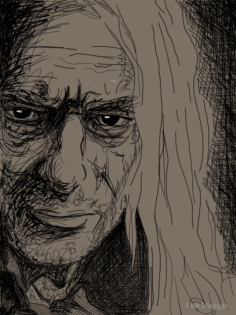  iPad sketch of Lucius Malfoy in 'Harry Potter and the Deathly Hallows'. Bad hair day, bad Voldemort day. I don't own the character and I'm not making any money out of it.