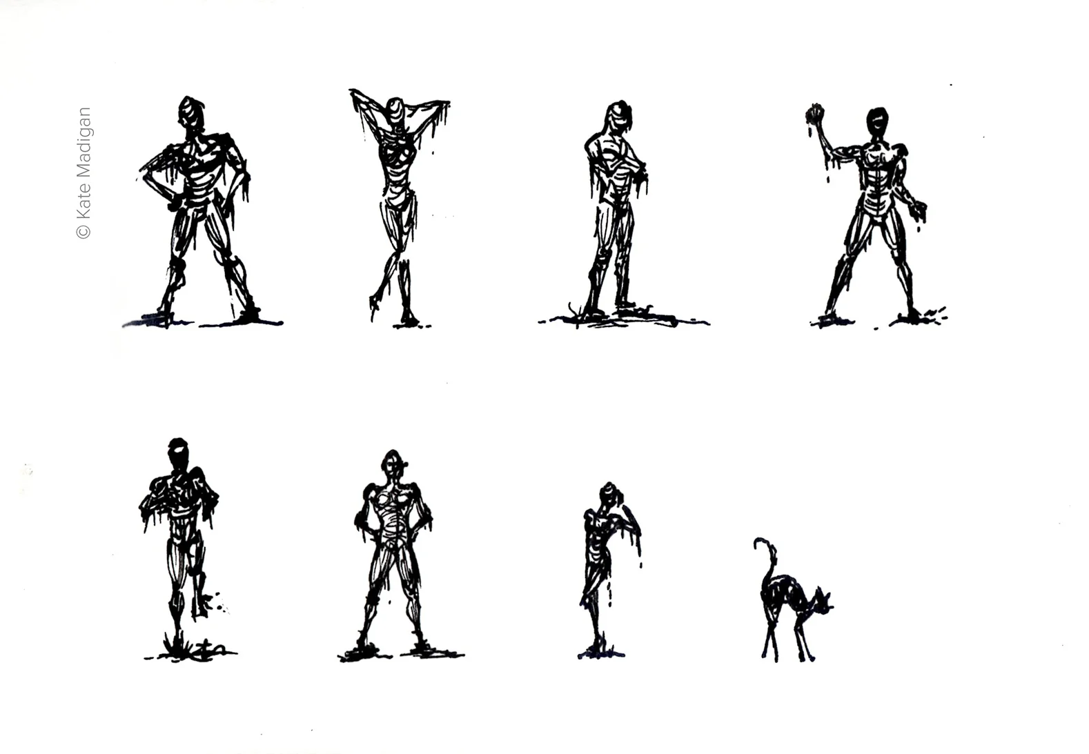 A particularly wet, wintry bootcamp inspired these little pen and ink sketches of zombies emerging from the mud.