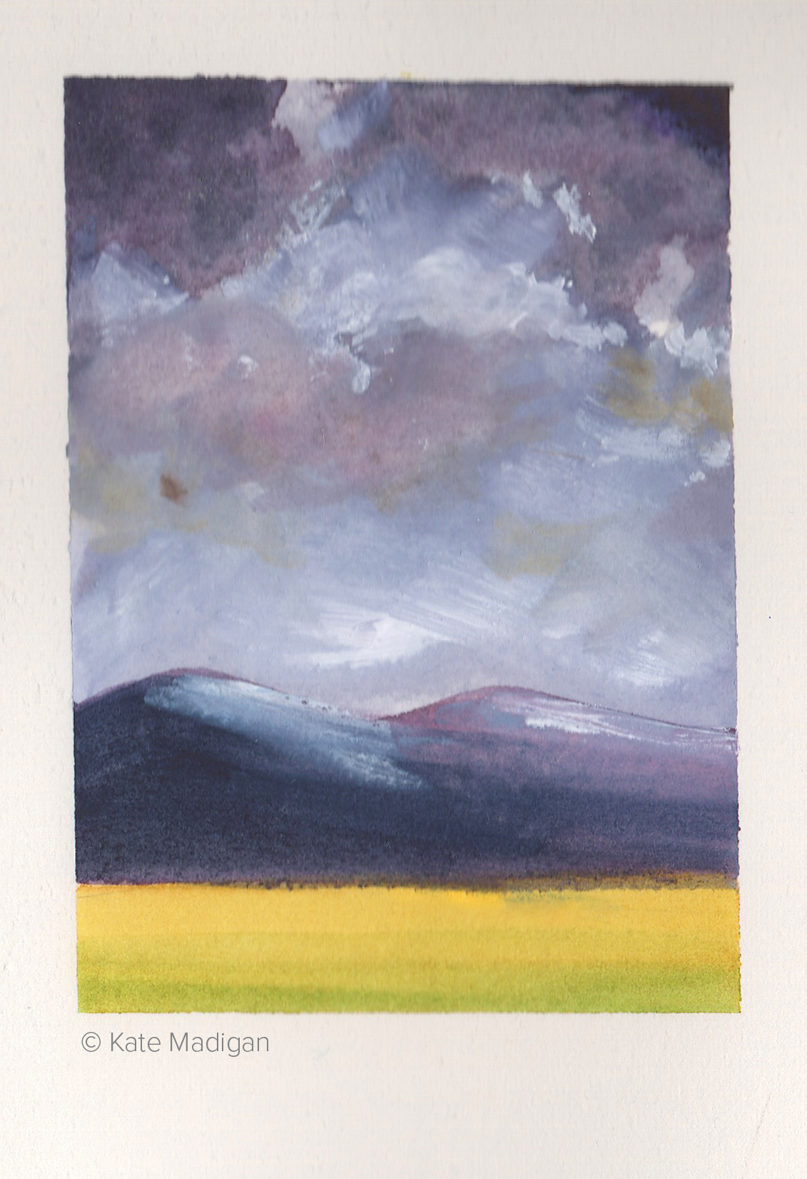Glimpsed from the car near Blairdrummond. Quick sketch in watercolour and gouache.