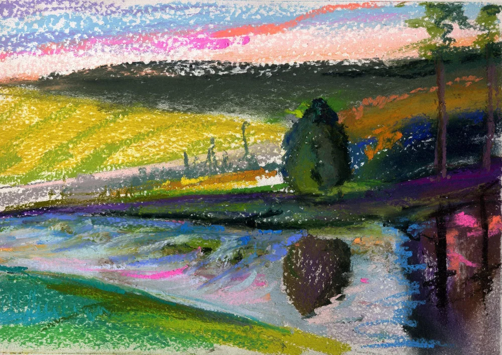 BERNHEIM POND - PASTEL ON PAPER