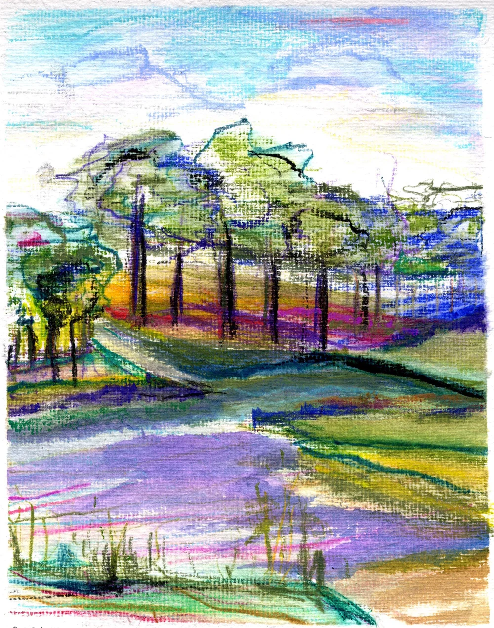 SHORT LONG RUN - PASTEL ON PAPER - 10x8 in