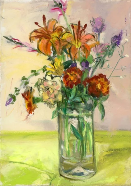 ORANGE LILY - PASTEL ON PAPER - 10x8 in