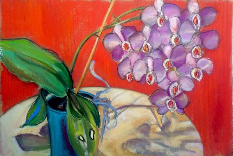 ORCHID ORGY - PASTEL ON PAPER 