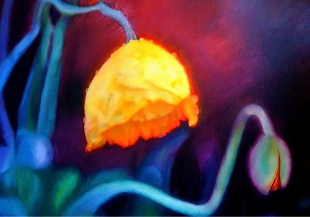 YELLOW POPPY - OIL ON CANVAS - 40x60 in