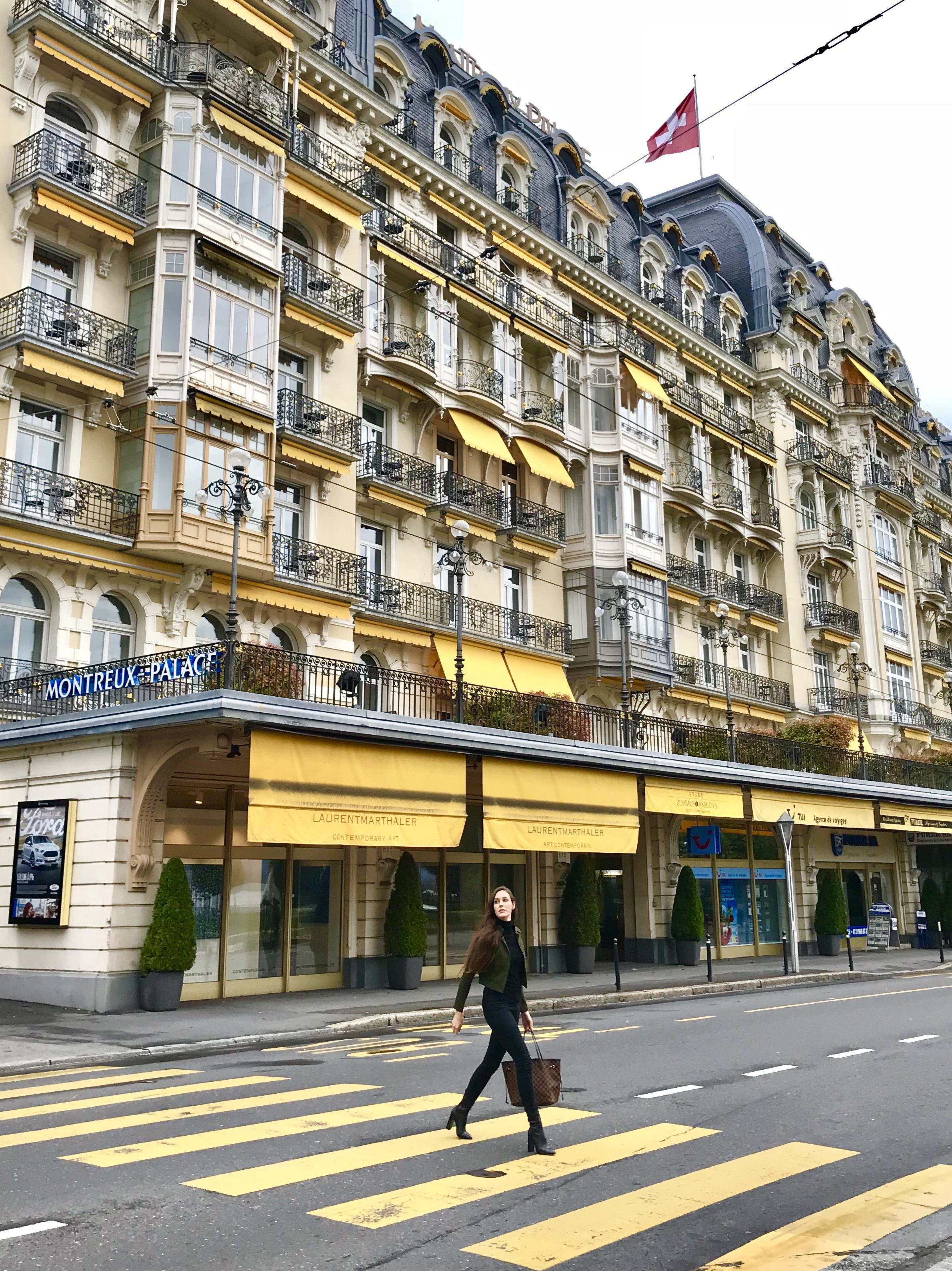 In front of the Fairmont Montreux Palace in Montreux, Switzerland