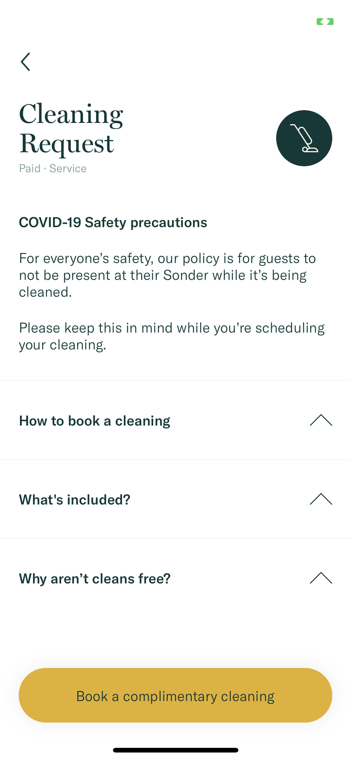 Request cleanings directly in the Sonder app