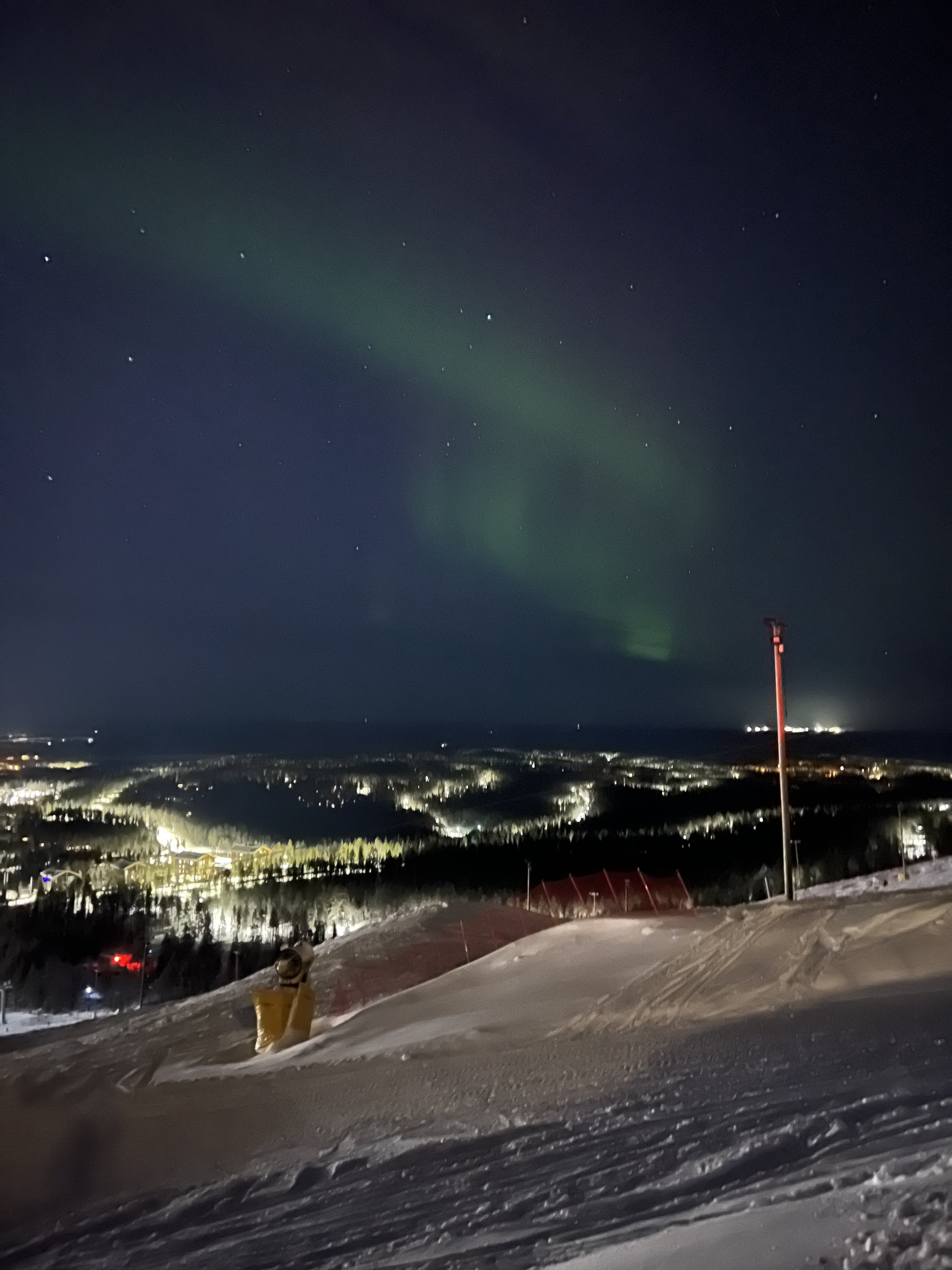  On my last night in Finland, the best view of the Northern Lights was overlooking the ski slopes just outside my hotel, Hotel Levi Panorama 