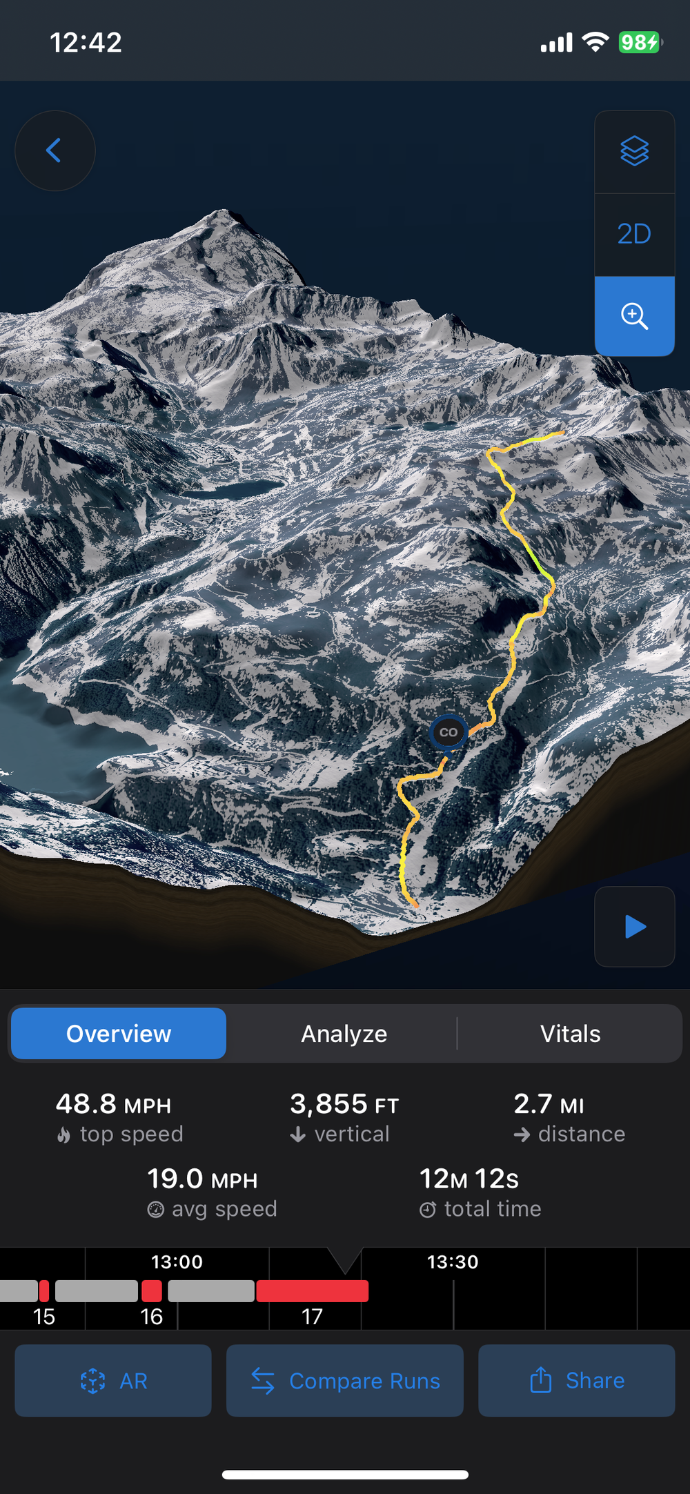  A 3d map view is available for Slopes Premium subscribers. 