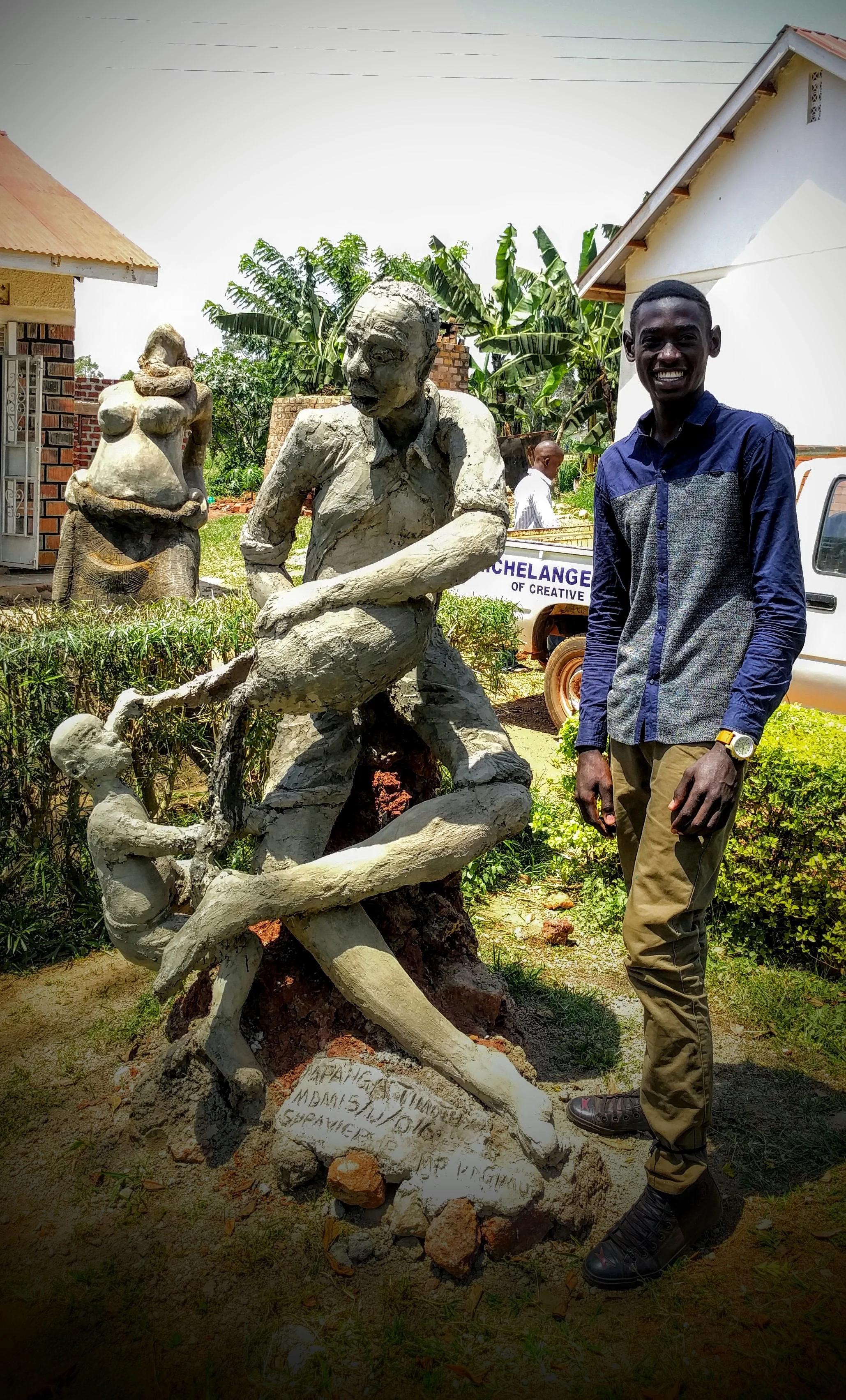 Meeting Timothy, Patrick & Eva’s youngest, at his university for art and seeing his final project – a large sculpture portraying alcoholism 