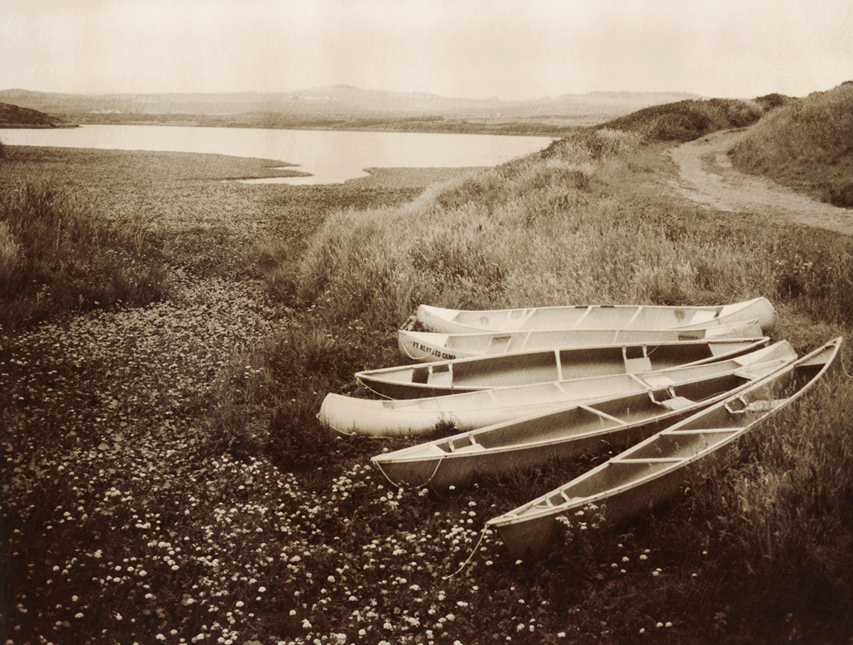 Canoes at Abbotts Lagoon, a 250-acre designated wilderness surrounded by working ranches.
