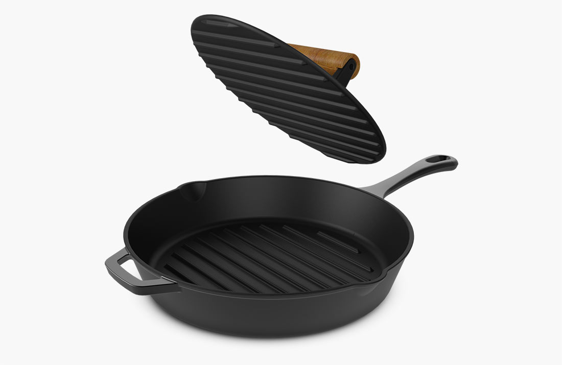 6qt. Non-Stick Cast Iron Dutch Oven with Usable Skillet Lid — Shop Geoffrey  Zakarian