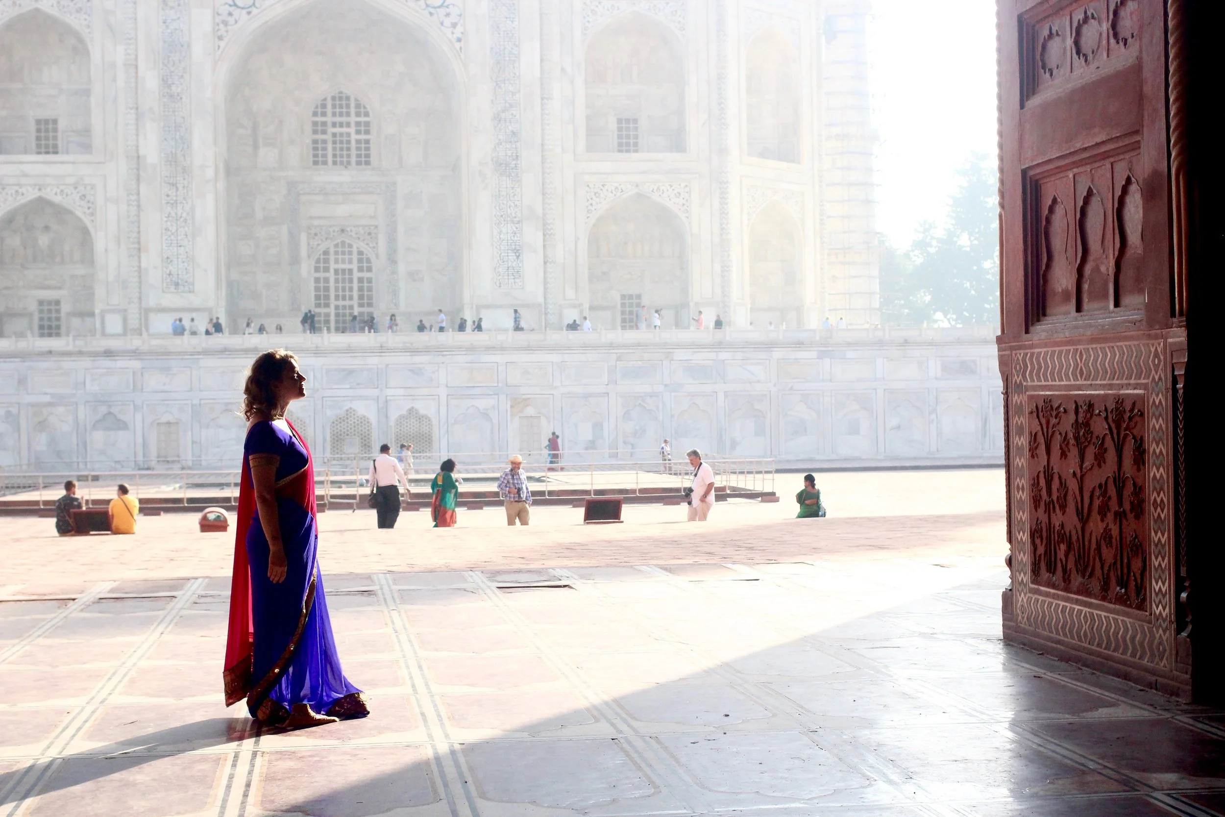 Nothing beats wearing your only and most beautiful sari inside the Taj Mahal.
