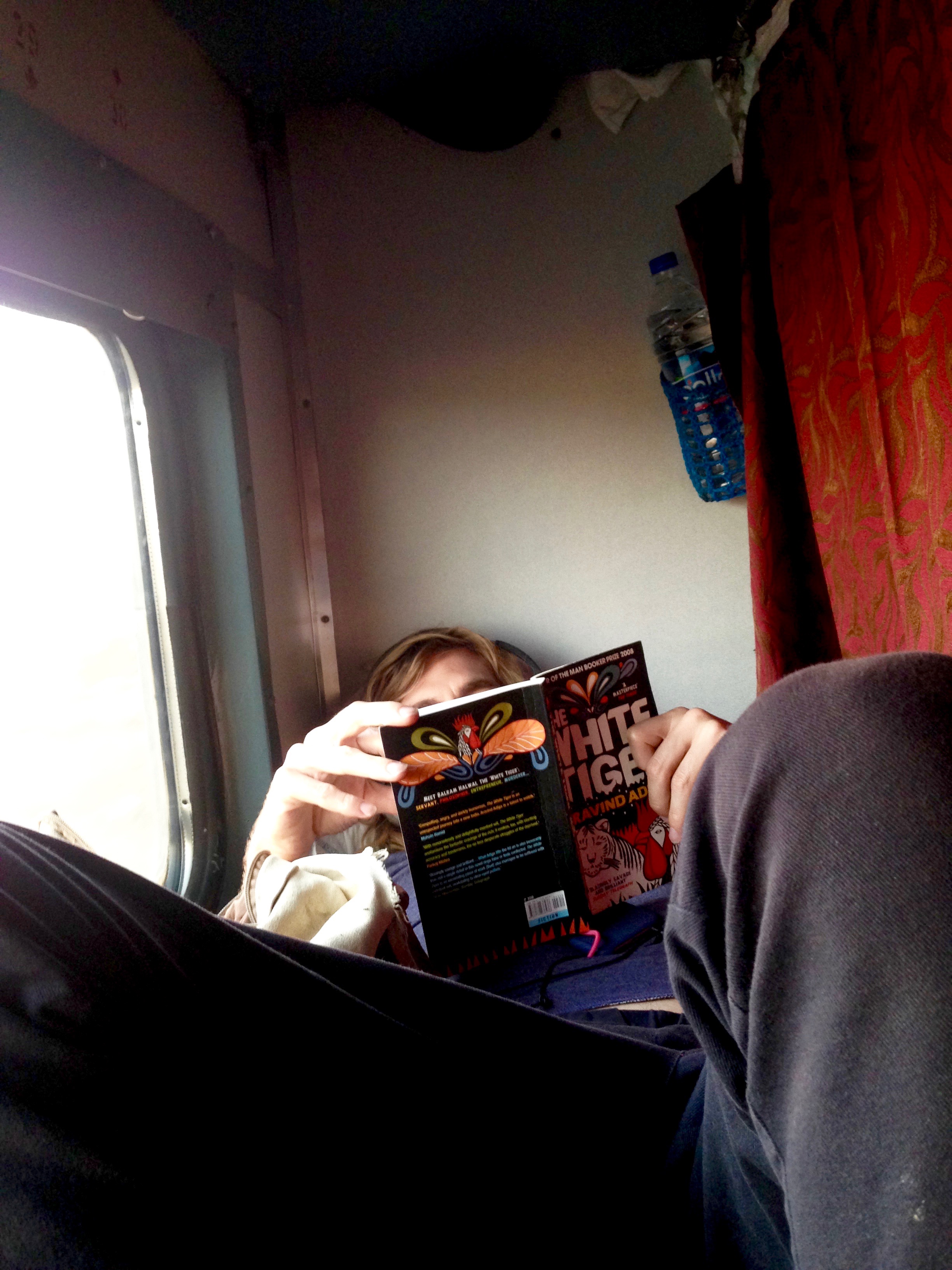 Nothing but time to pass on the seven hour journey. Lonely Planet rated "White Tiger" the #1 Indian book.