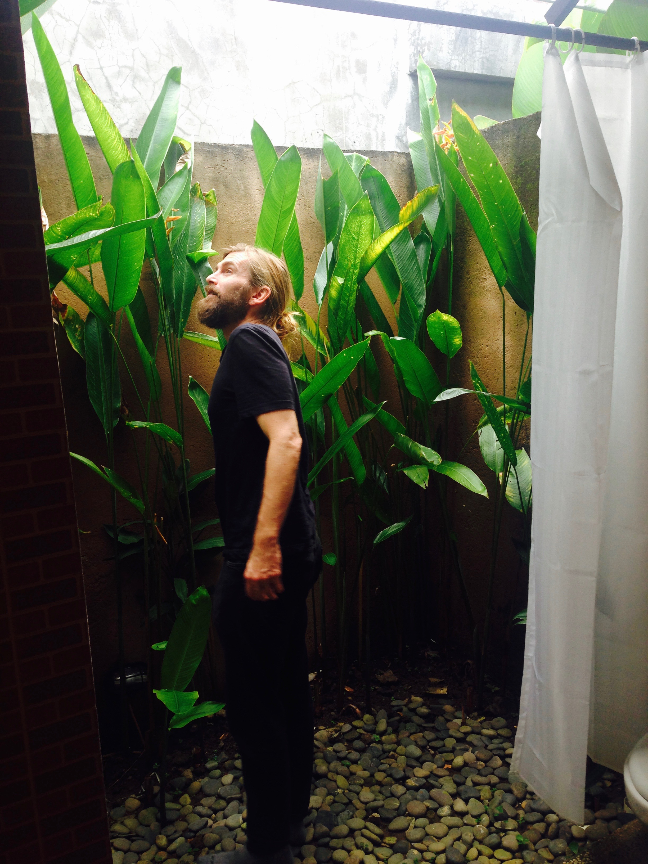 Scoping out our sweet outdoor bathroom. No better way to arrive to Bali than to an outdoor bathroom.