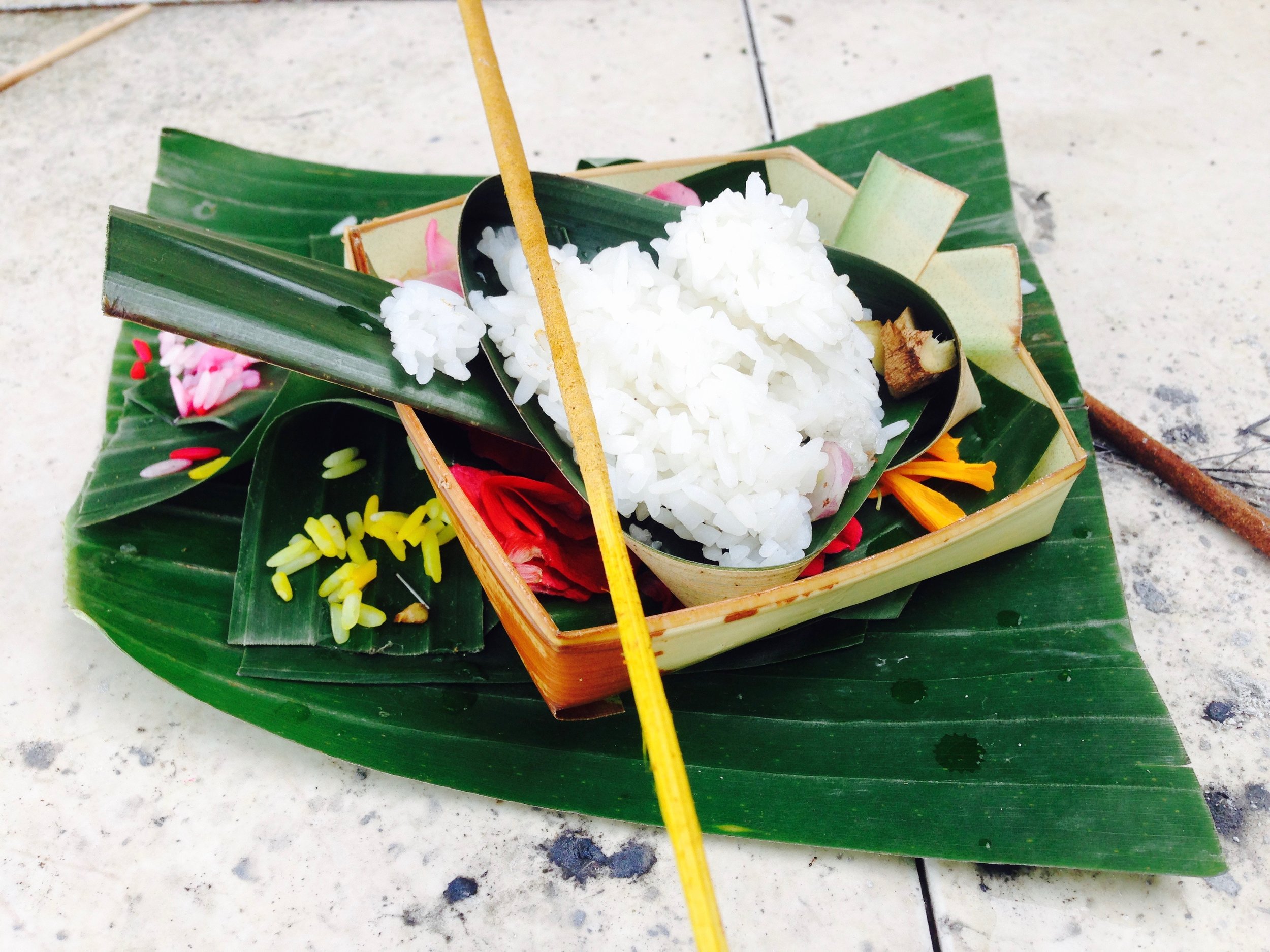Fresh Balinese offering outside our cottage
