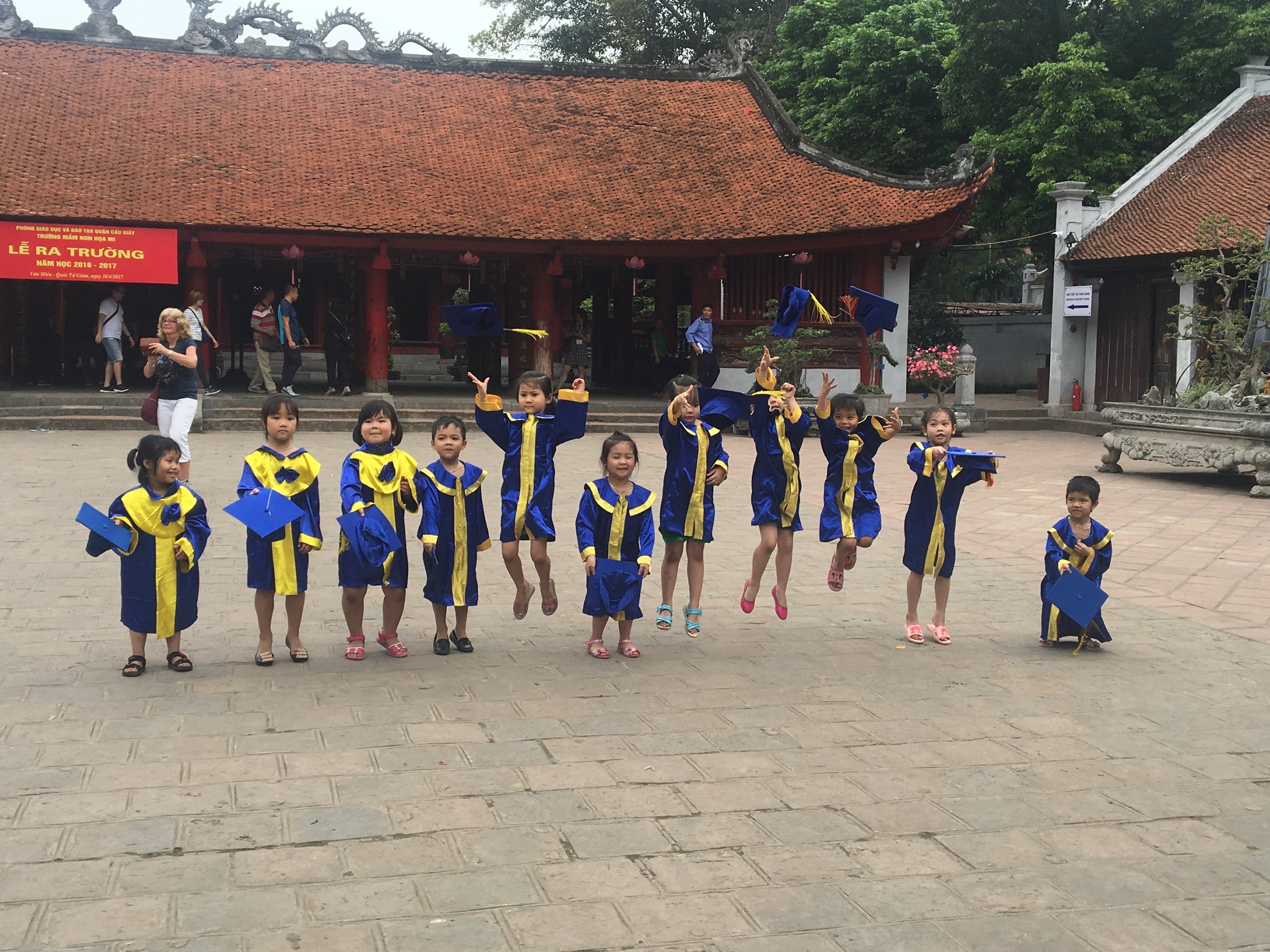 Lots of happiness at the Temple of Literature, Vietnam's oldest university in Hanoi 