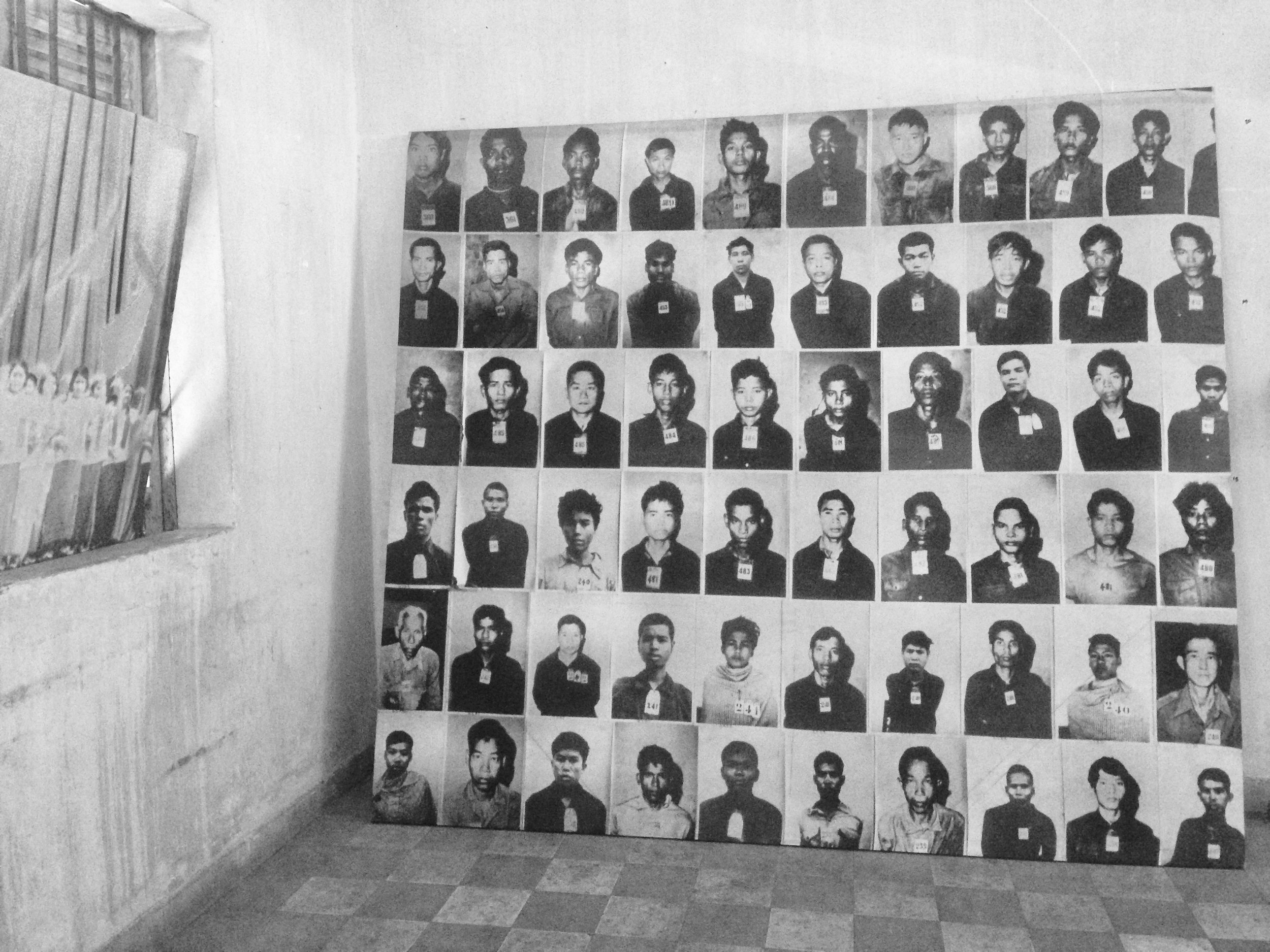 Photographs of men detained before they were shackled in mass detention rooms