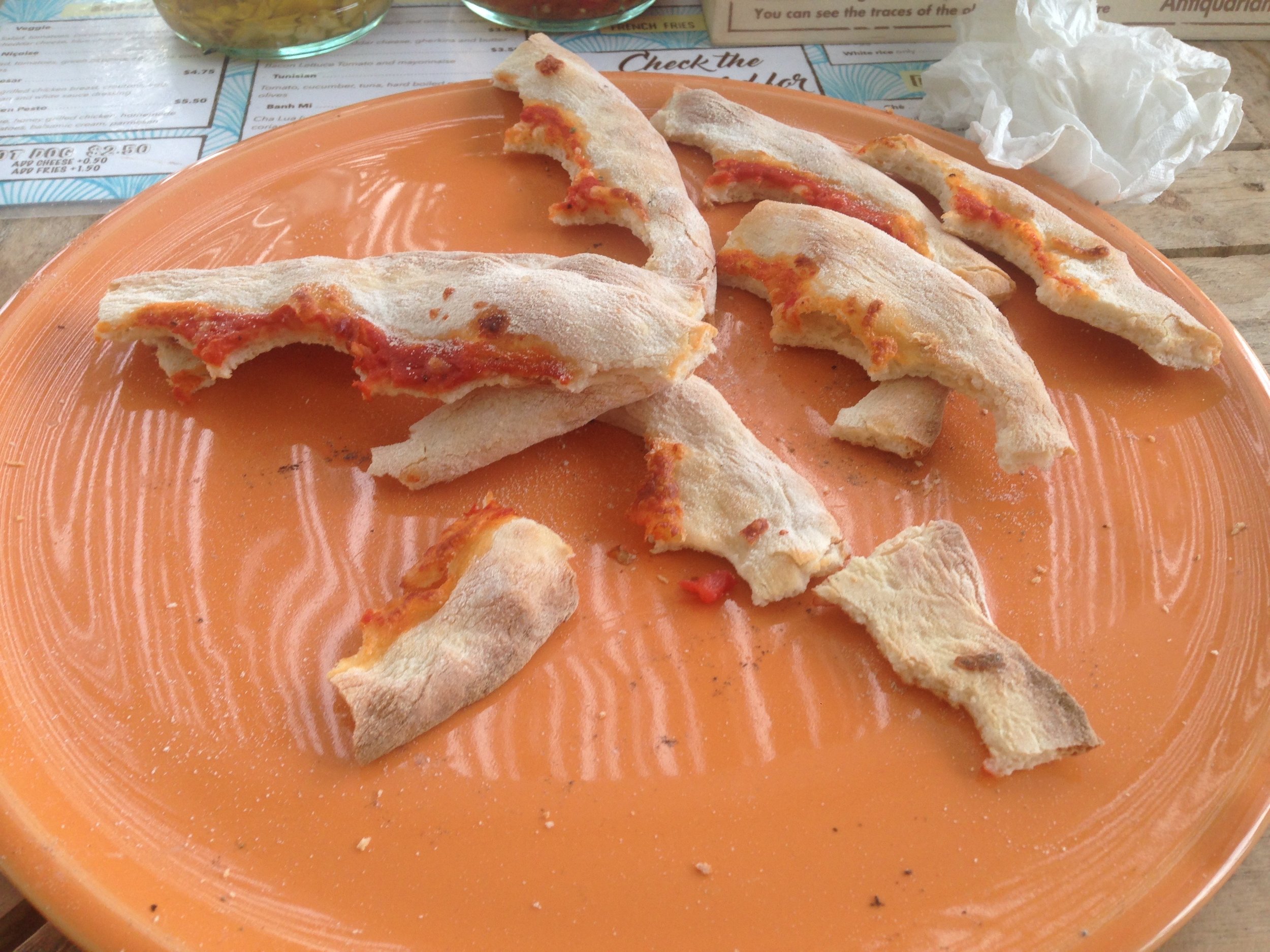 Now you don't. Wylie, I left you my crusts!