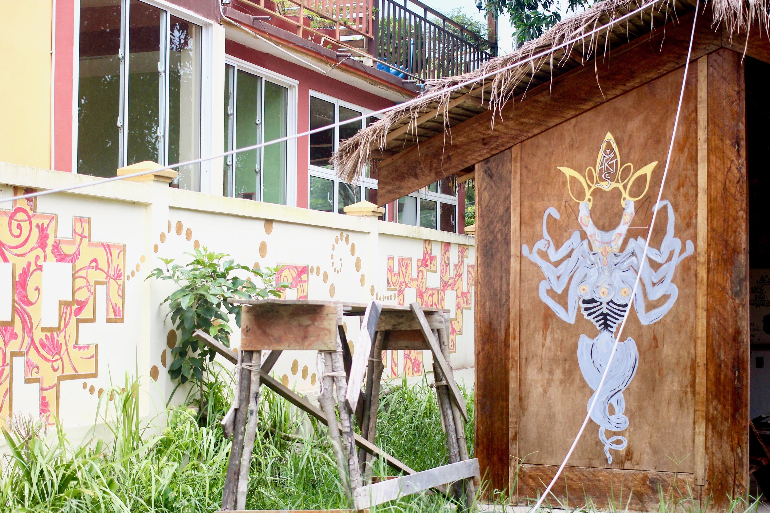 Bretton's also a volunteer for Otres Art Gallery, exchanging help around the center in exchange for free accommodations. In her free time, she's been working on this Hindu goddess mural. She also has the coolest dog named Parvati, whom she adopted in India. 