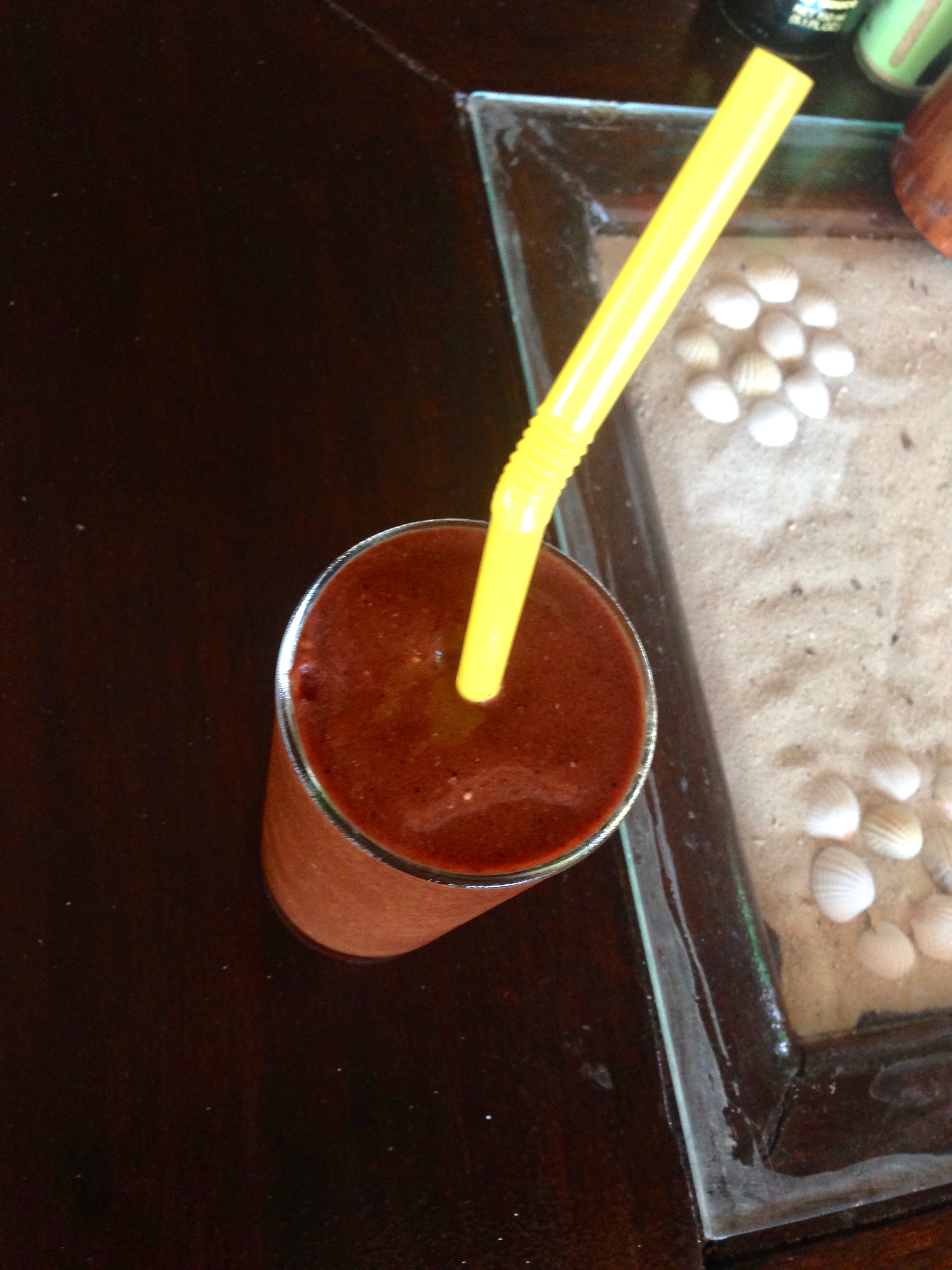 Cacao powder, coconut water, bananas, goji berry BLASTER. The stomach is small, so gotta take it slow and easy, aka raw fruits and veggies for the first 2-3 days 
