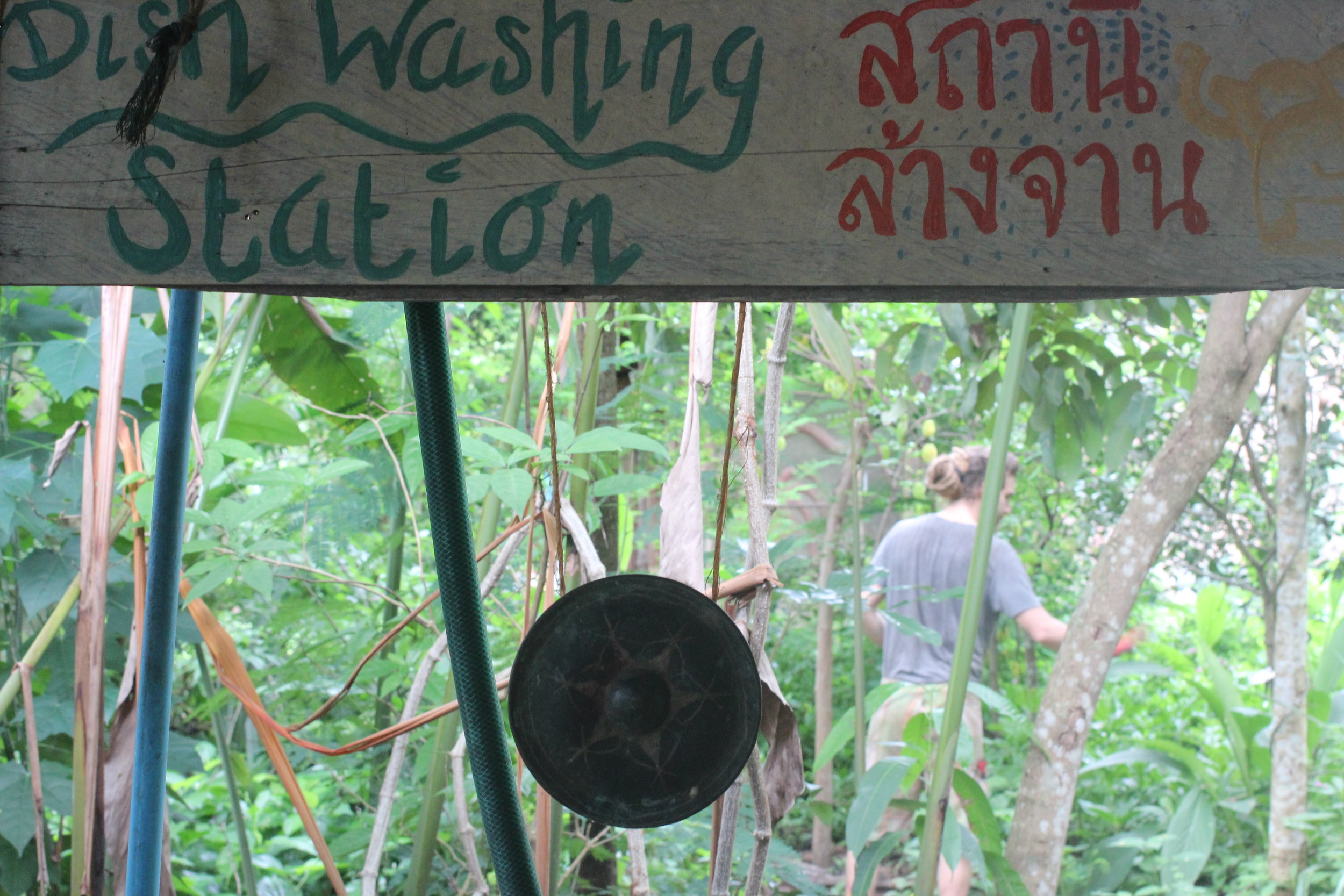 The gong is sounded five minutes before each meal