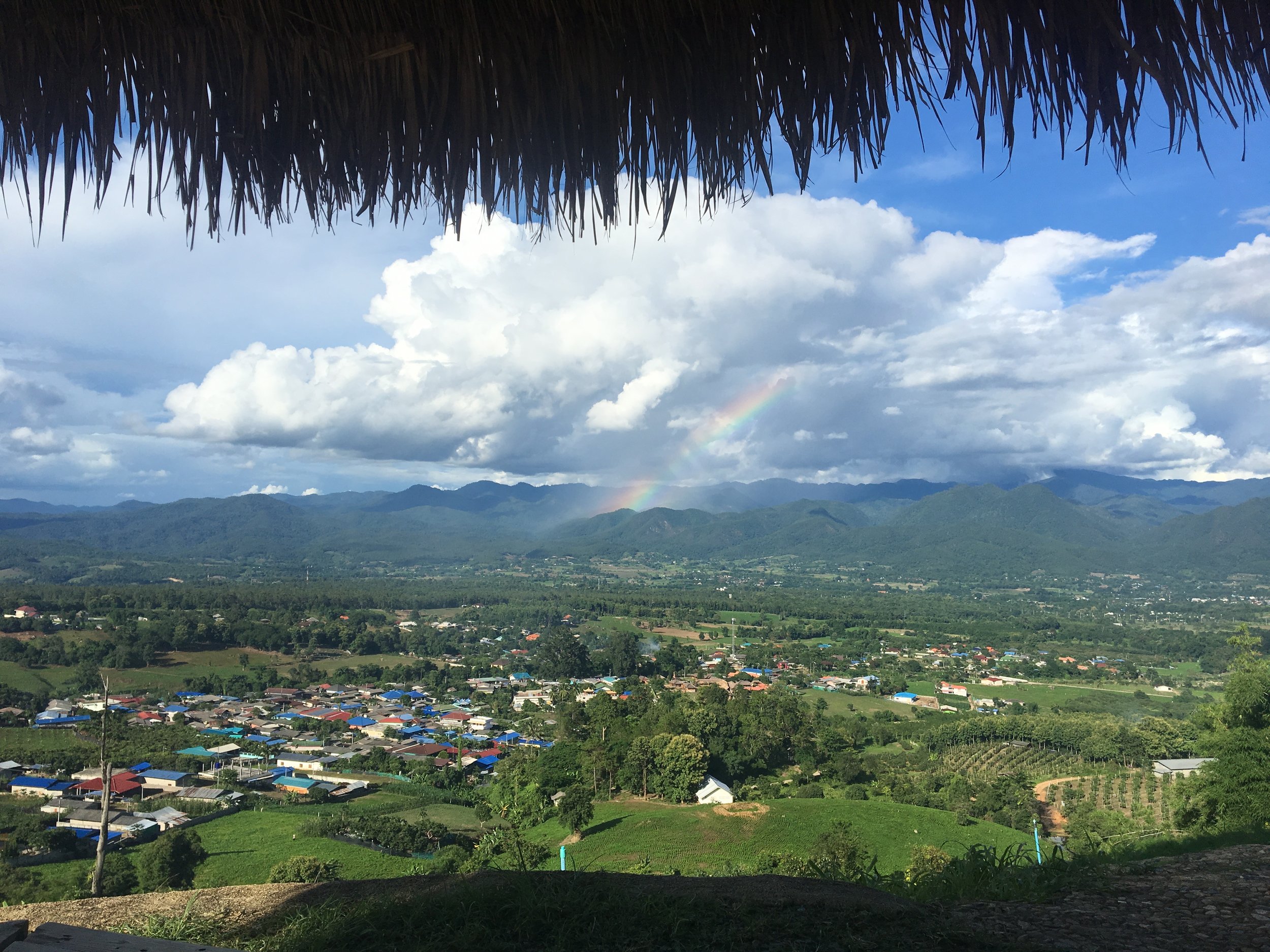 Viewpoint overlooking all of Pai + rainbow 
