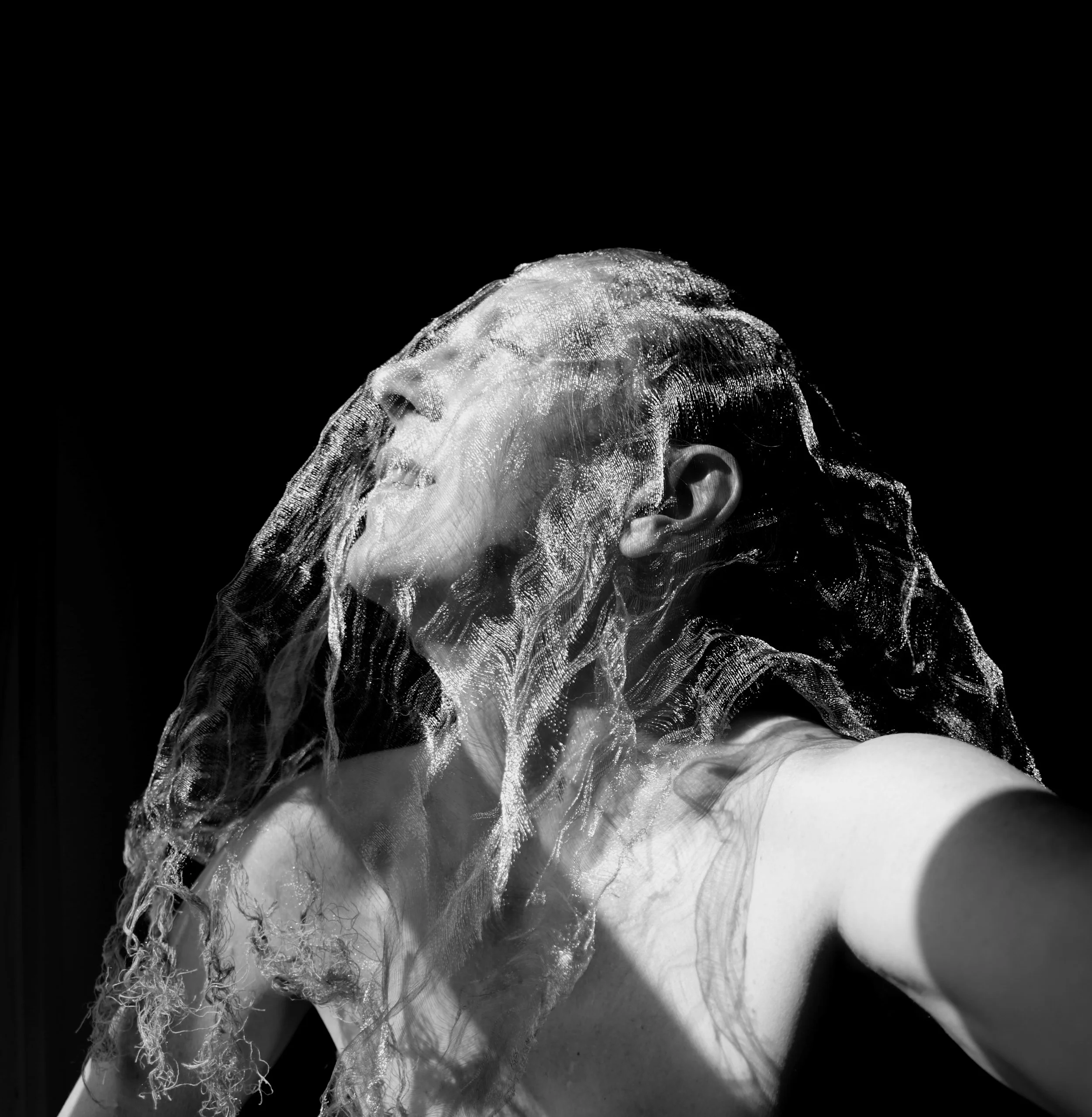  "Second Skin II". Digital photograph (with artist's handwoven cotton and stainless steel). 2019. 