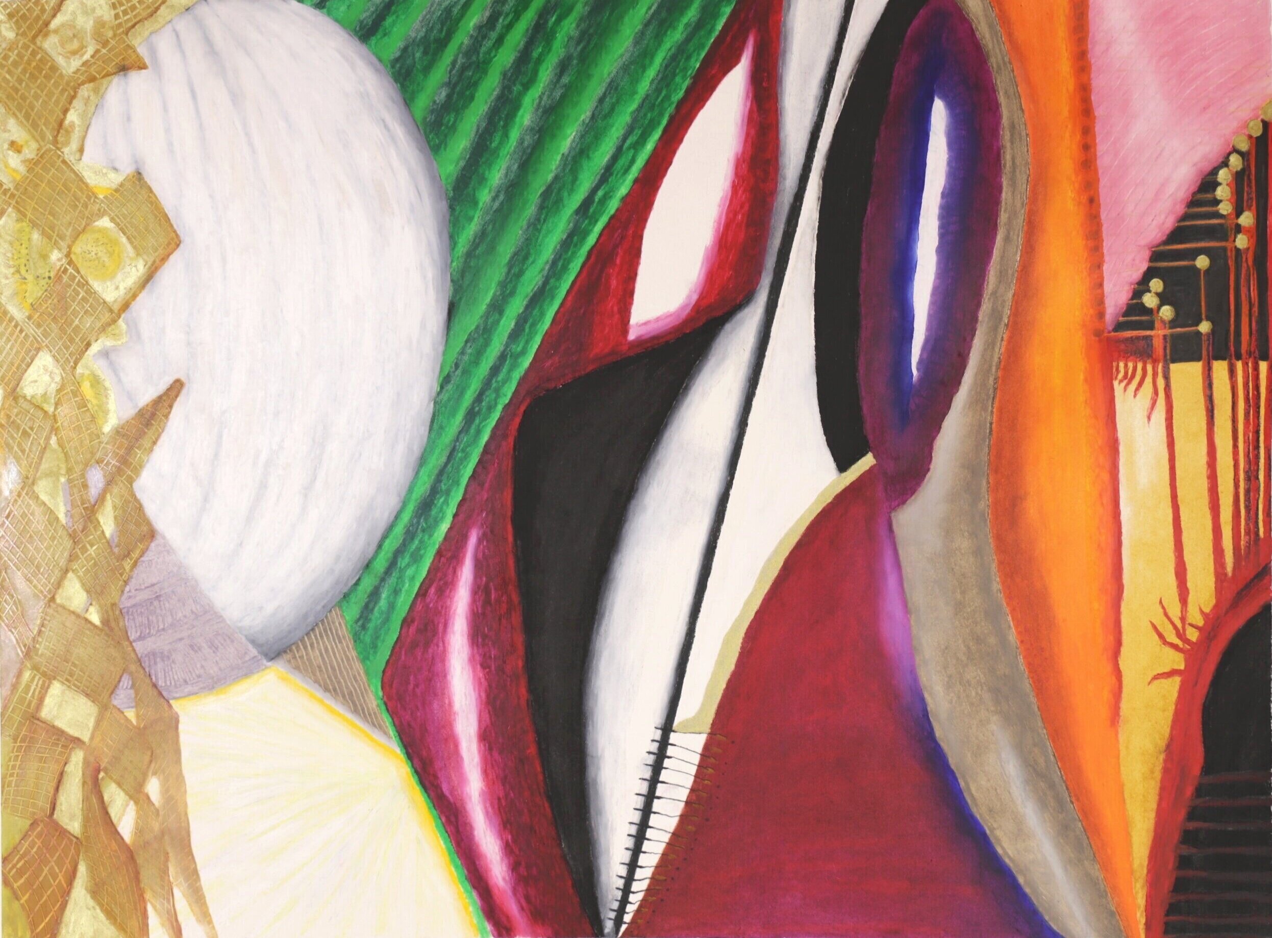  “Sovereign”.  Oil pastel, watercolor pencil, charcoal.  18” x 24”.  2019.   