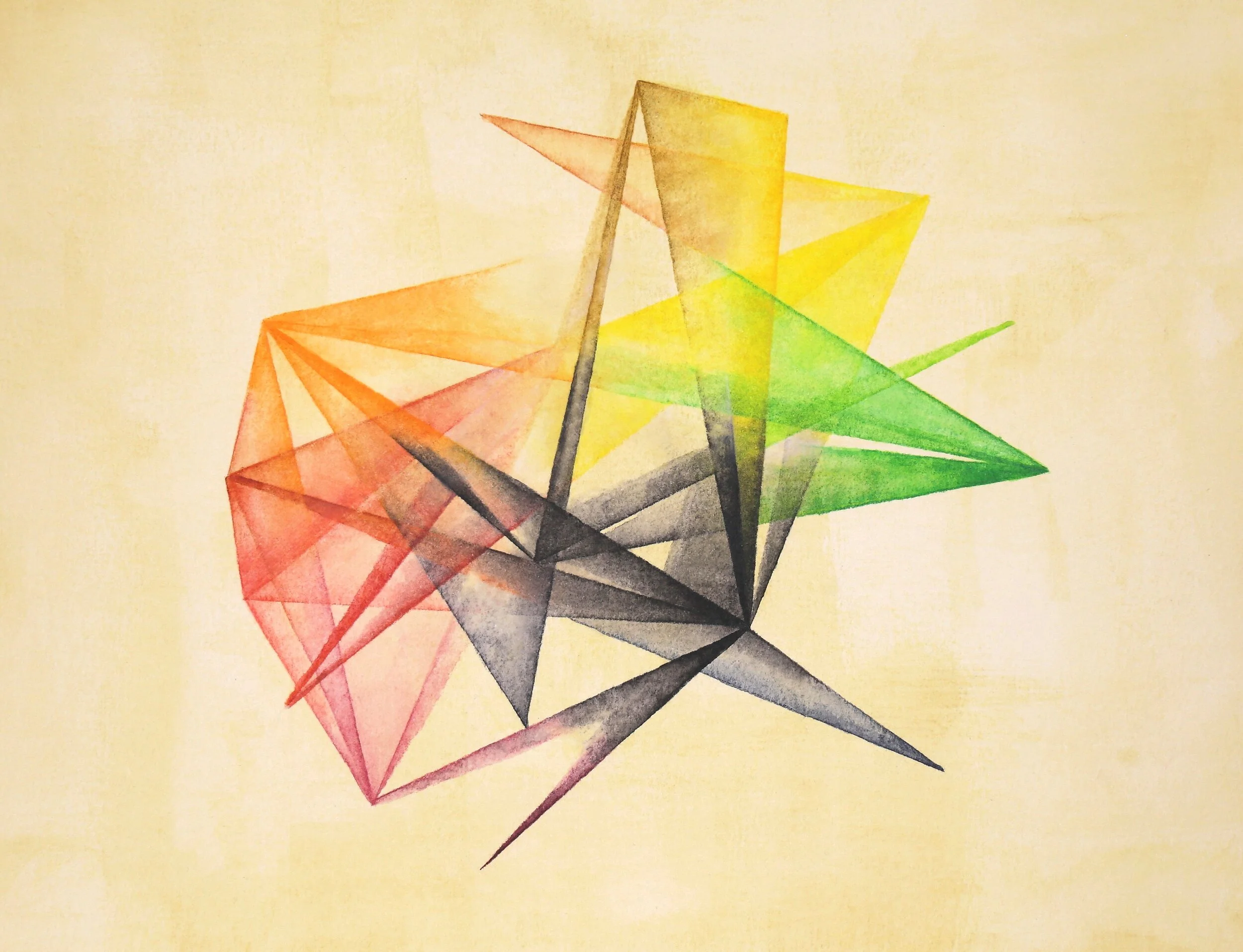  “Study IV”.  Derwent Inktense watercolor medium on paper.  12” x 9”.  2019. 