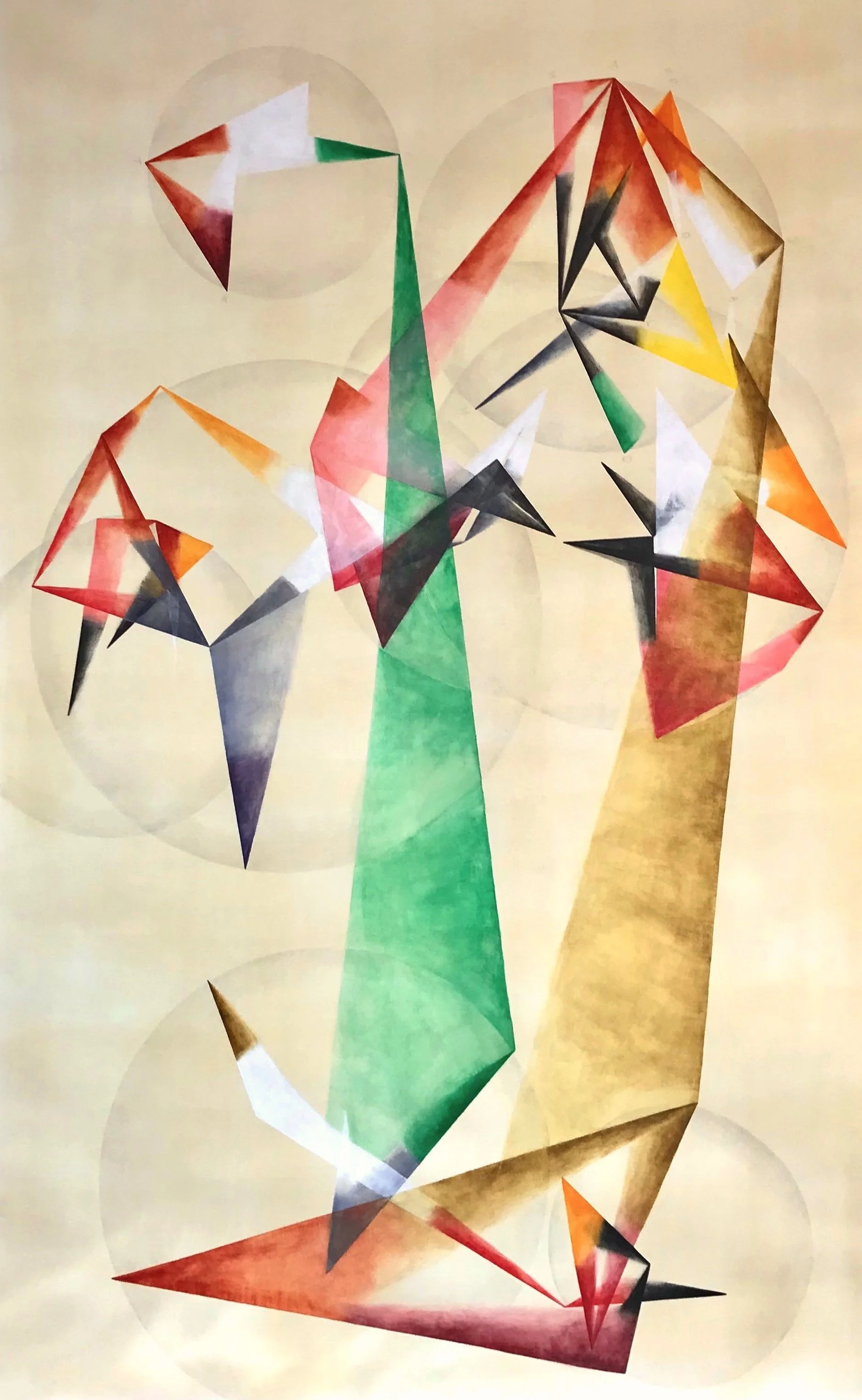  “Jera”.  Derwent Inktense watercolor medium, tea and silverpoint on Arches paper.  “28.25 x 44.5”.  2022. 