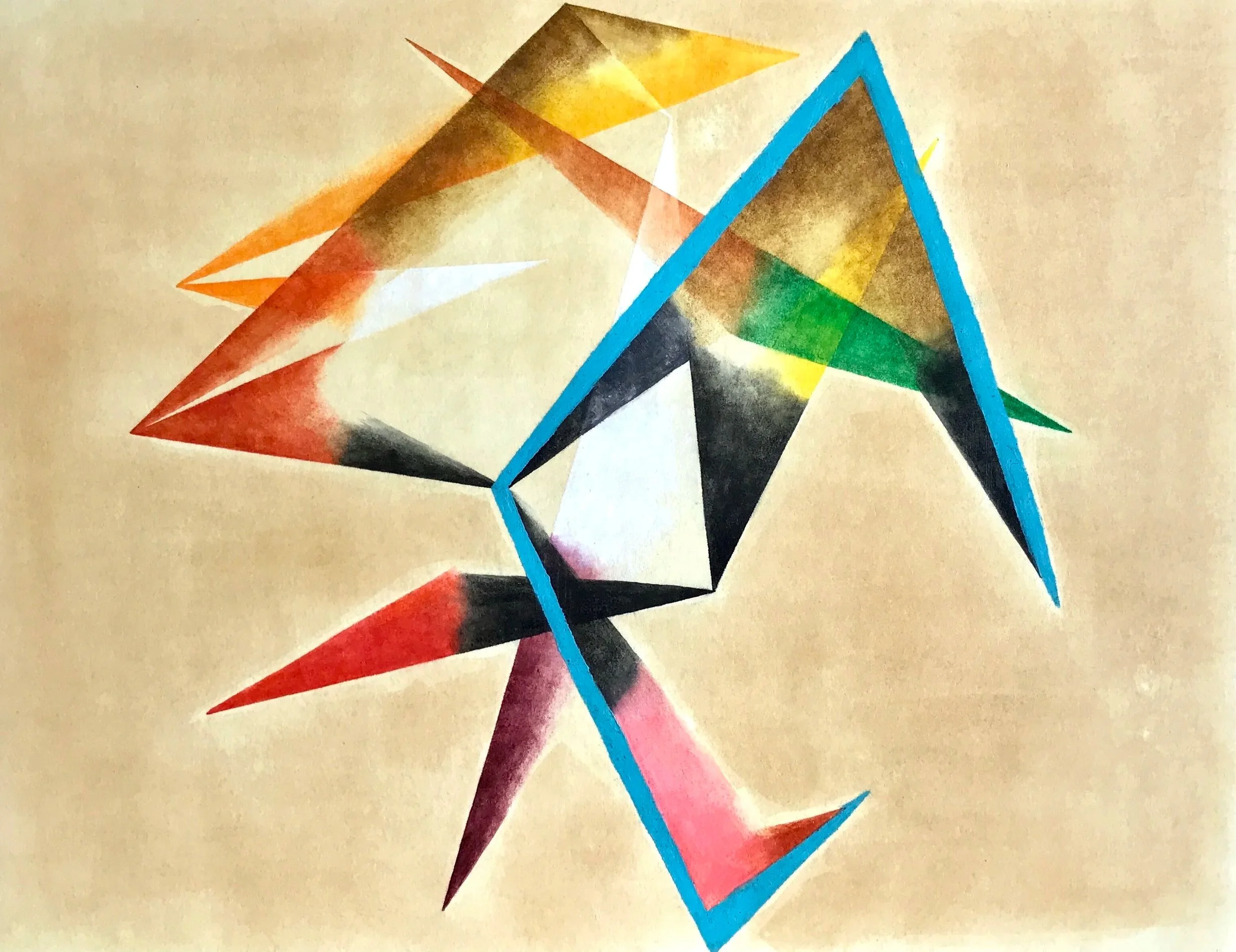  “It’s Not Me.  This is.”  Derwent Inktense watercolor medium, oil pastel and tea on Arches paper.  16” x 12”.  2021.   