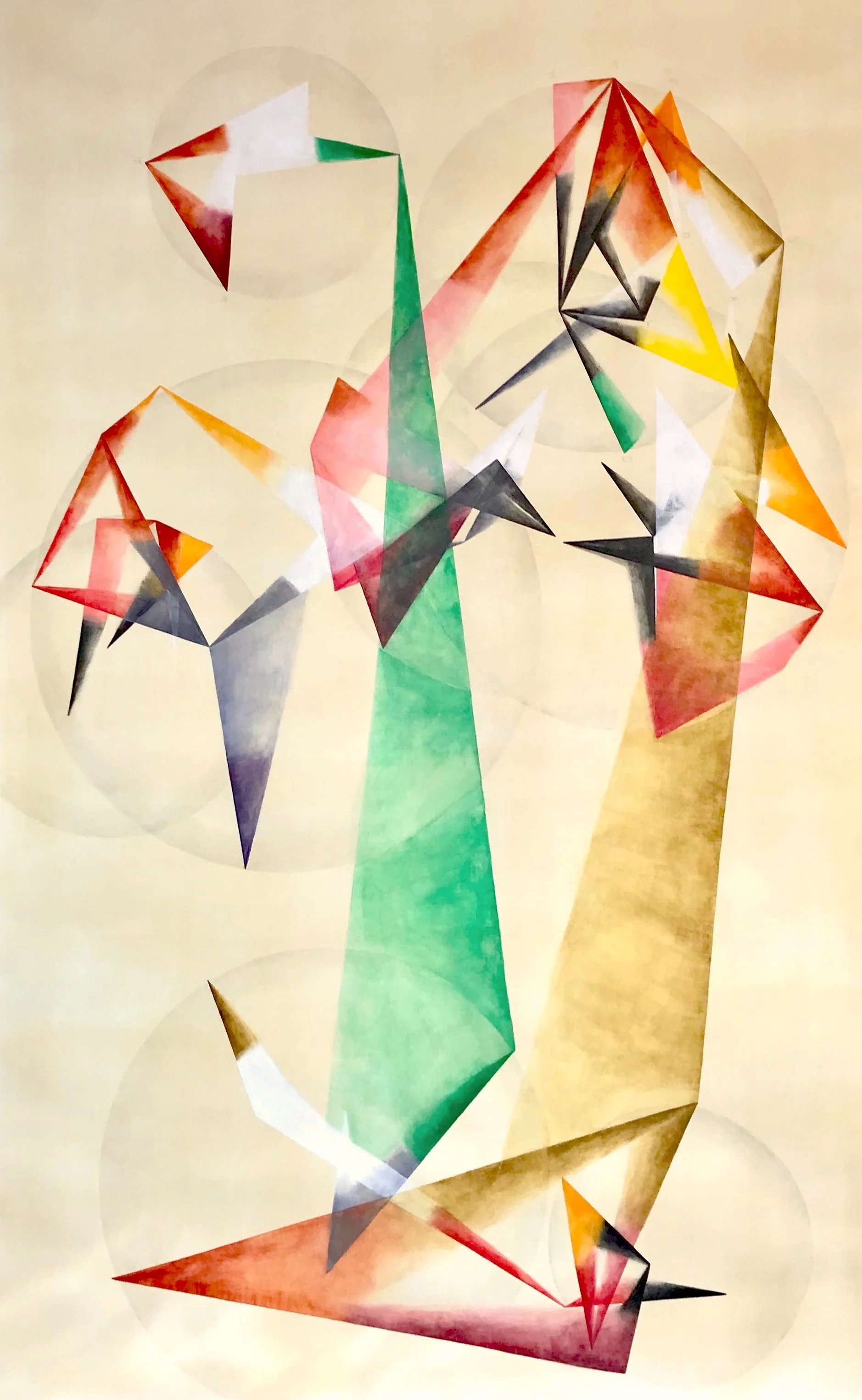  “Jera”.  Derwent Inktense watercolor medium, tea and silverpoint on Arches paper.  “28.25 x 44.5”.  2022. 