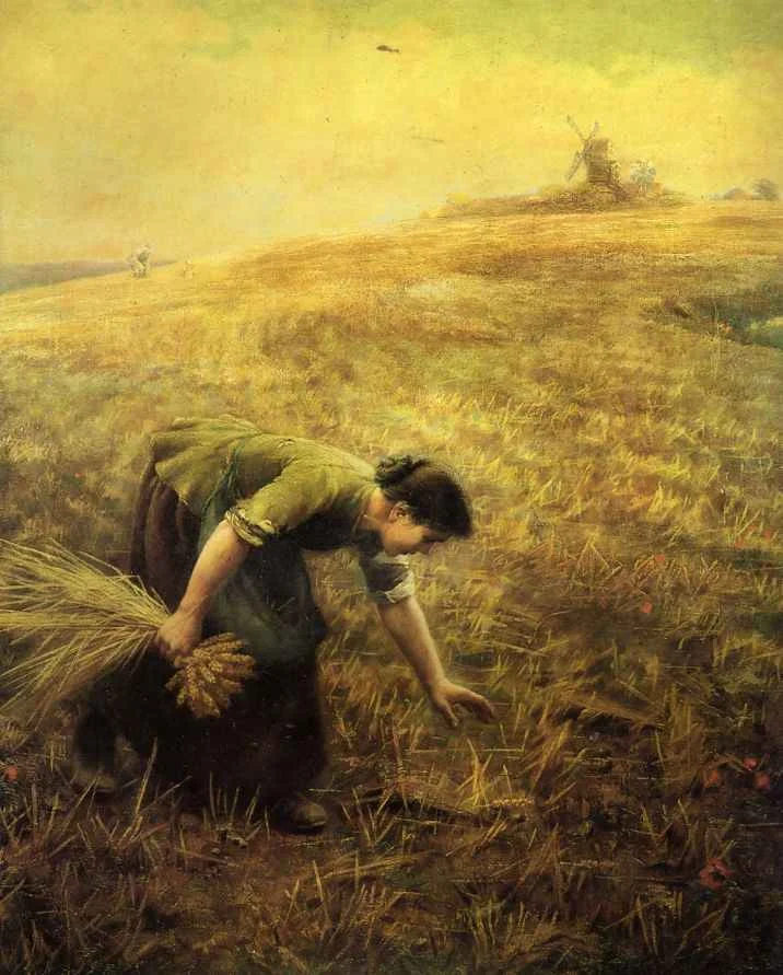 "Gleaning" often attributed to the Pre-Raphaeite English painter Arthur Hughes (1832-1915) but art scholars now believe was painted by his son Arthur Foord Hughes or nephew, Edward Robert Hughes.