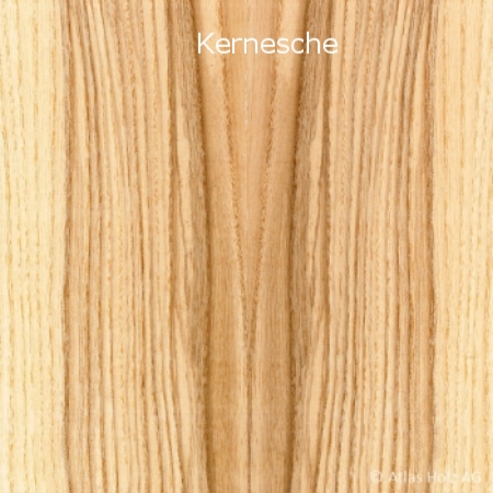 Der Begriff Kernesche steht nicht für eine Eschenart, sondern für eine farblich differenzierte Ausprägung zwischen Kern- und Splintholz. Während das Splintholz gewohnt weisslich bleibt, kann die Esche im reifen Alter ab rund 60 Jahren einen dunklen, meist graubraunen Kern bilden. In den Kohleförderungsgebieten der Slowakei prägt sich dieser Kern zeitweise gelb-braun-schwarz geadert aus und deutet auf die botanische Verwandtschaft mit dem Olivenbaum hin. Man spricht hier von Oliveschen. Erfahrungsgemäss bilden Eschen, die auf eher trockenen Kalkböden wachsen, die ausdrucksstärksten Kernfärbungen aus. Ausser bei der Bergesche verlaufen diese selten regelmässig entlang von Jahrringgrenzen. Im Wald sieht man einer Esche die Kernbildung nicht an. Es gibt jedoch Gebiete, in denen die Eschen offenbar zu vermehrter Farbkernbildung neigen. Dazu zählen beispielsweise die südlich gerichteten Anhöhen Ostfrankreichs.