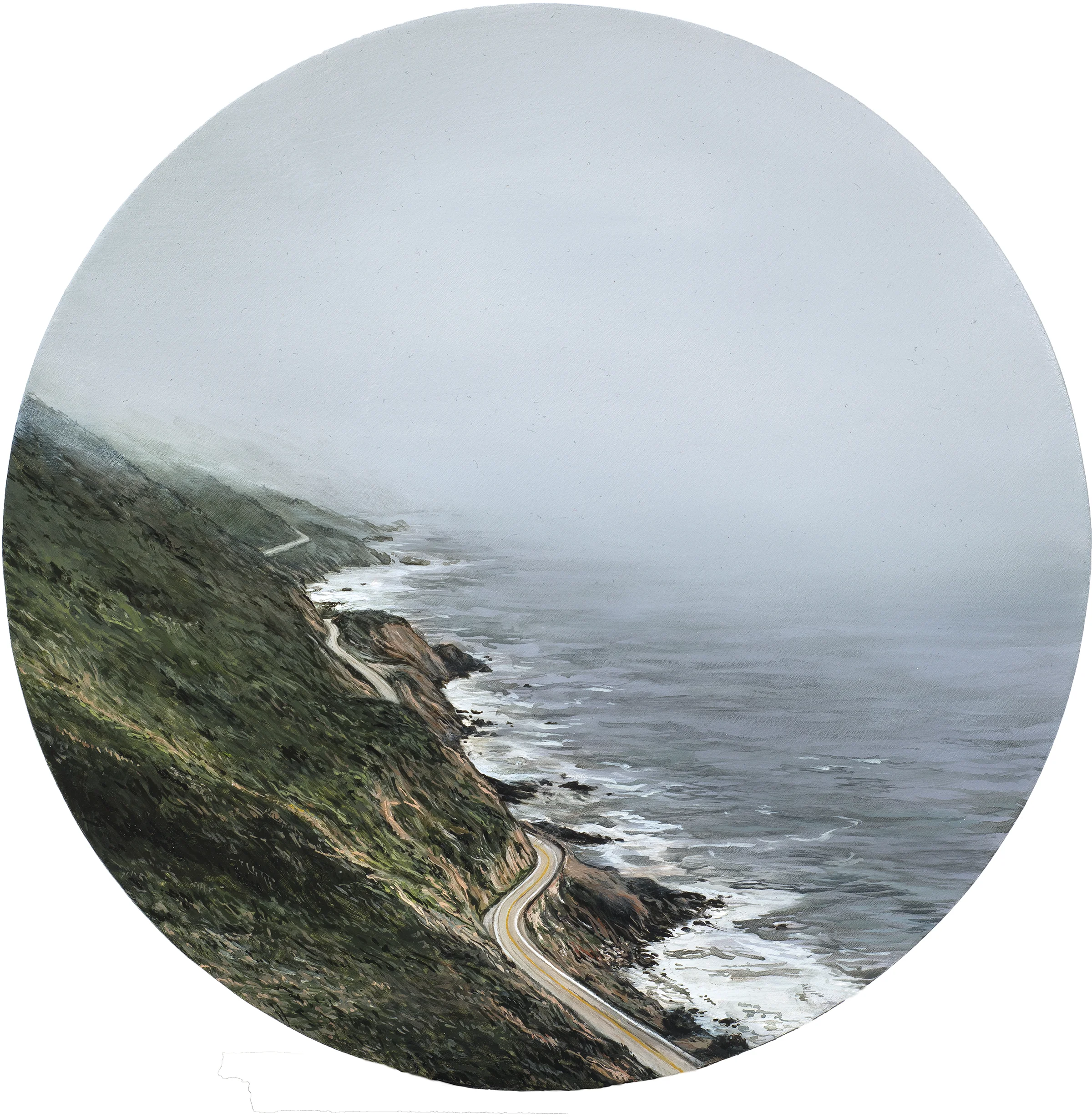 "Window 02: Route Through Big Sur" | 12" oil on wood panel