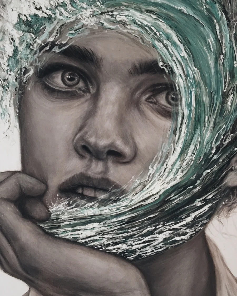 "Comes in Waves" - oil painting close up from Beau Bernier Frank