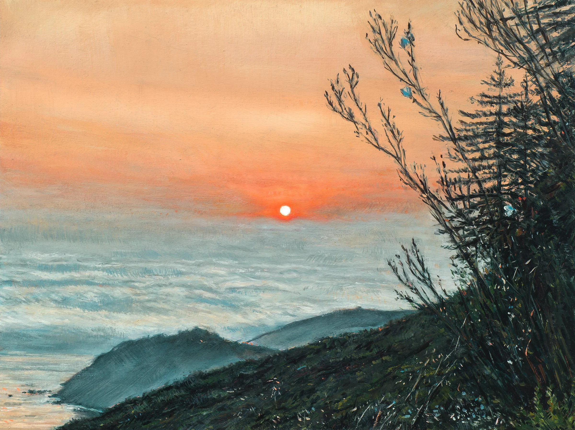 "Post Ranch Inn Sunset" 12 x 9 in oil on wood panel