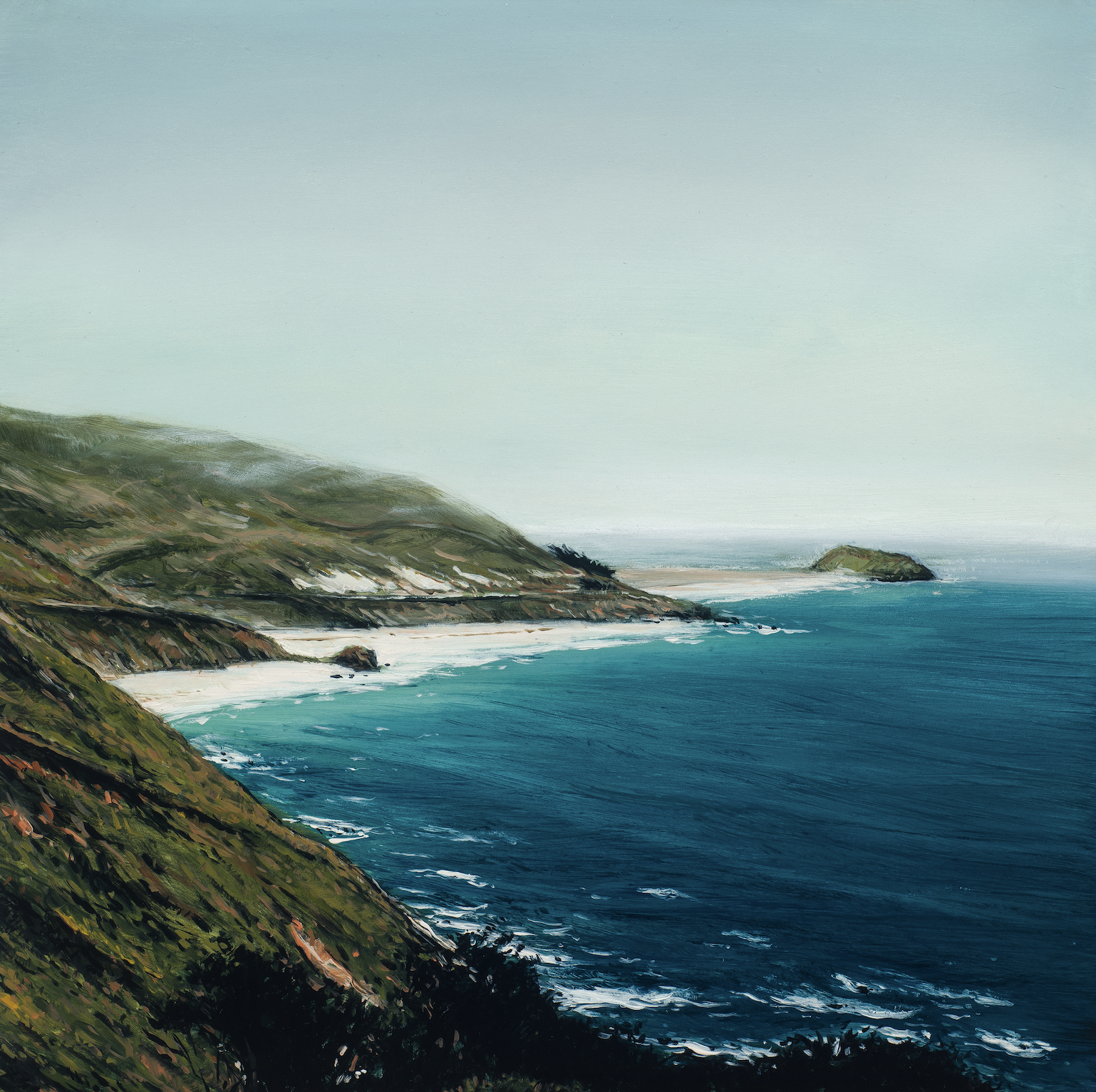Big sur coast oil pianting hand embellished print featured at the Sur House at Ventana Inn by Beau Bernier Frank