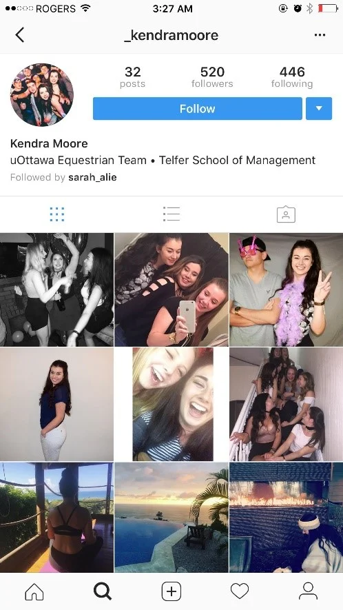 Figure 3 & 4: Represents an ordinary account of an individual I found through mutual followers.