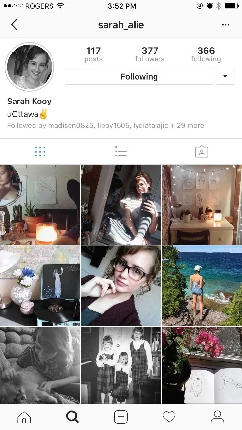 Figure 9 & 10: Sample of Sarah Kooy’s Instagram account.