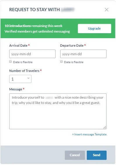 Figure 3: Request to Stay with limited Introductions.