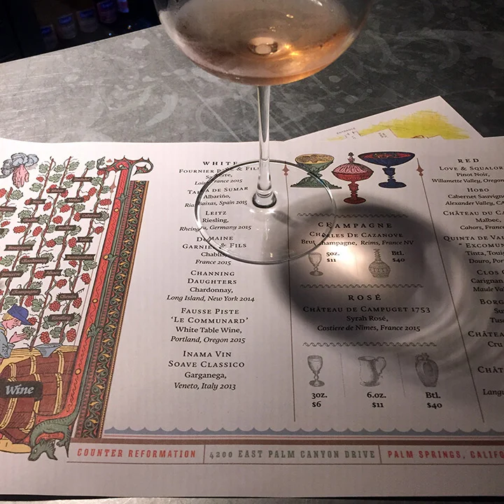 Counter Reformation wine bar at Parker Palm Springs. The Inama Vin Soave was our favorite.