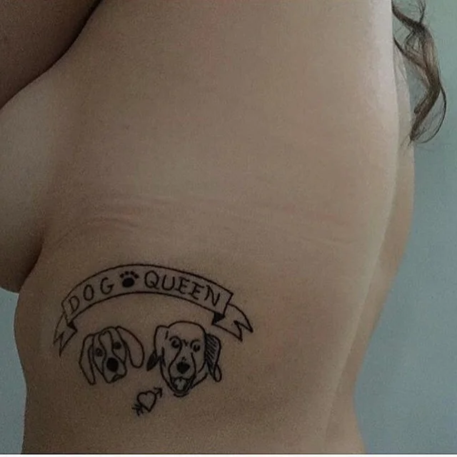 "Dog Queen" original tattoo commission by Elise Miguel.
