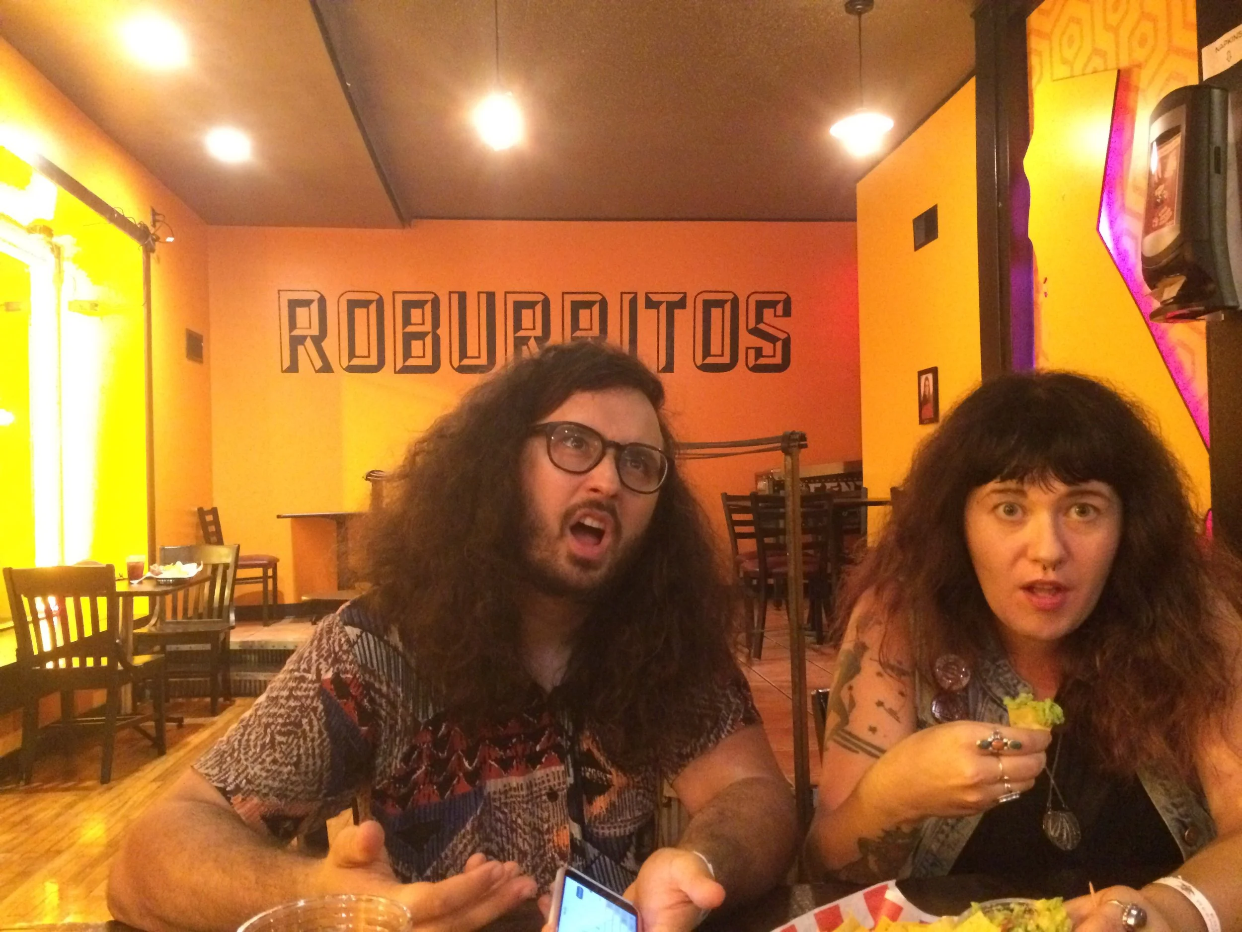 Rachelle and Daisy in burrito heaven.