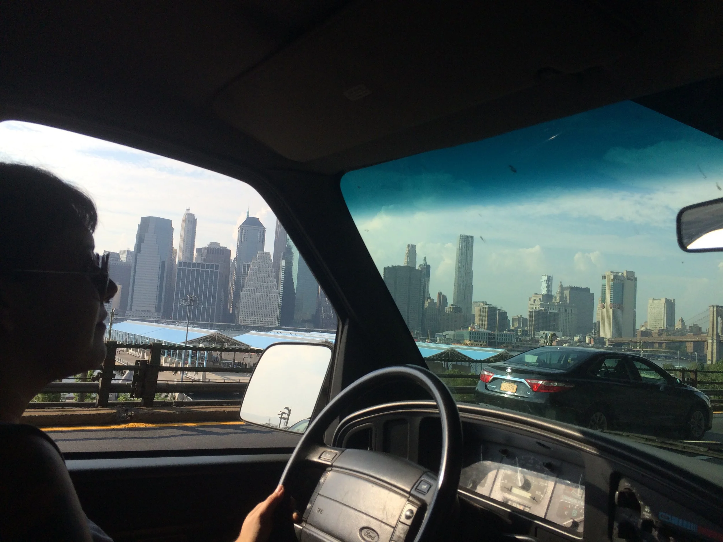 City drivin'. Not in the picture is Rachelle, swearing at honking New Yorkers.